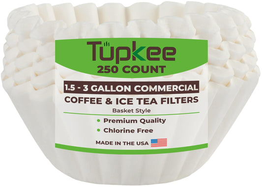 Tupkee Extra Large Coffee Filters – 13.75” x 5.25” – Fits Bunn 1.5–3 Gallon Commercial Coffee & Tea Machines – Chlorine-Free – No Overflow, No Tearing – 250 Count – For Restaurants, Cafés