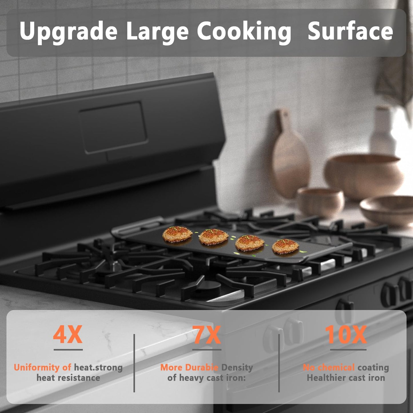 Heavy-duty Cast Iron AEB72914208, AEB72914211 Gas Stove Griddle Plate Replacement for lg Stove Range Griddle Plate for Gas Range AEB72914210, AEB72914205, AEB72914206, AEB72914204
