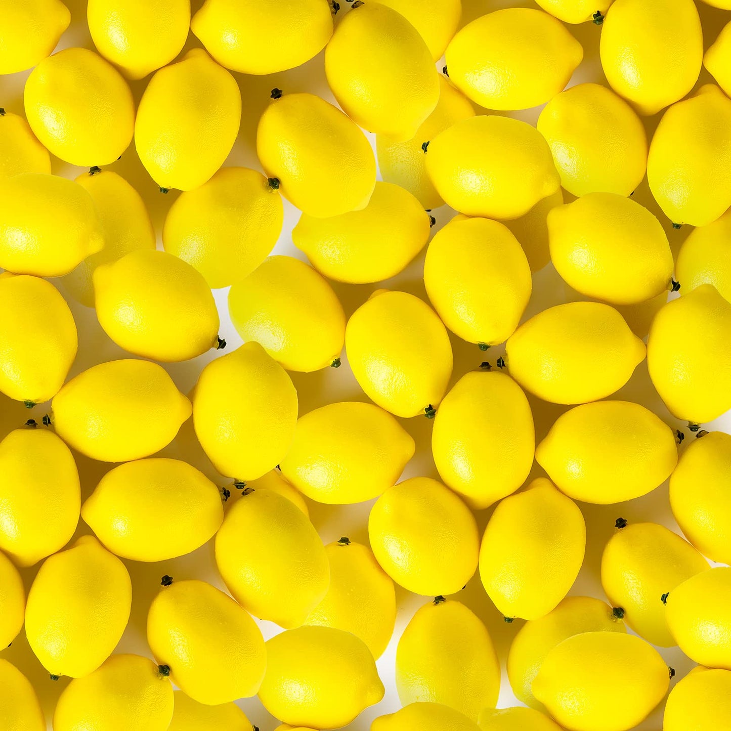 Cindeer Summer Fake Lemon Fake Fruit Faux Yellow Lemon Decor Lifelike Simulation Artificial Fruit for Party Table Kitchen Vase Filler Wreath Garland Photography Decoration(3.1 x 2.1 Inch,60 Pcs)