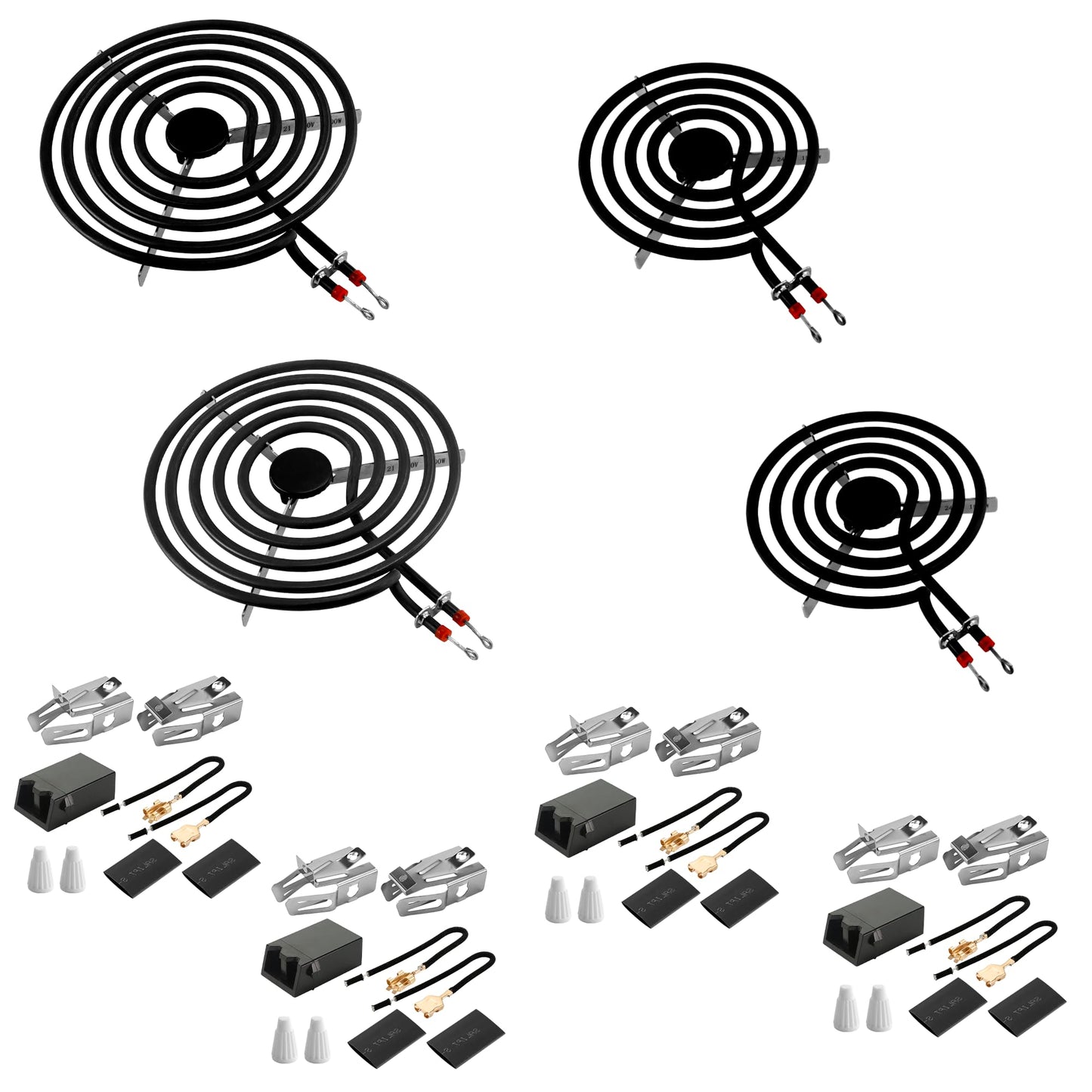 MP22YA Electric Range Burner Element Unit Set with 330031 Range Burner Receptacle Kit Fit for Ken-more Whirl-pool Frigi-daire May-tag Ranges/Stoves by Fetechmate