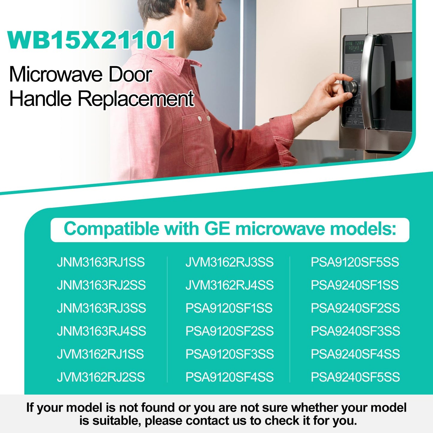 Upgraded WB15X21101 Microwave Door Handle Replacement Compatible with General Electric GE Microwave Handle, Fit GE Microwave Door Handle JNM3163RJ1SS, JNM3163RJ3SS, JVM3162RJ3SS Microwave Handle
