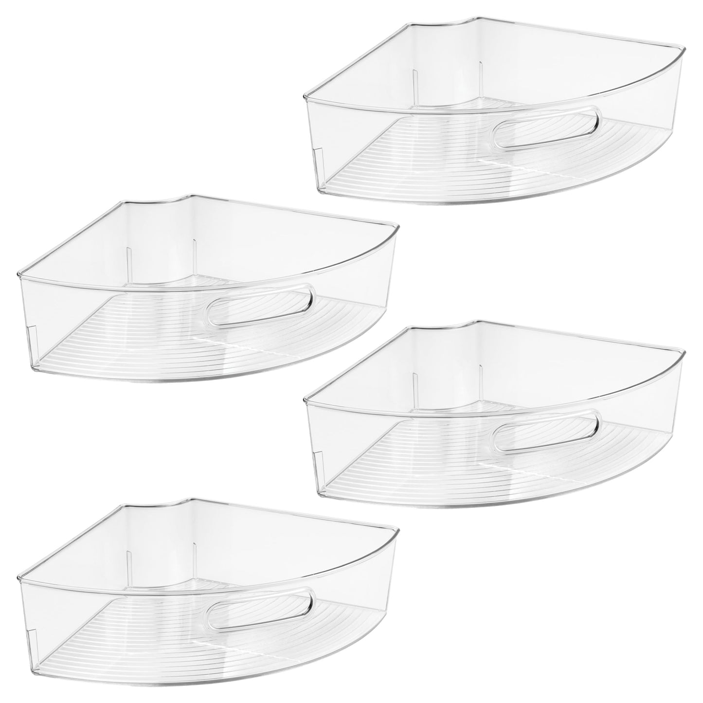 iDesign Clear Plastic 1/4 Wedge Bin for Corner Lazy Susan Cabinet, Kitchen Cabinet Organizer, 4-Pack