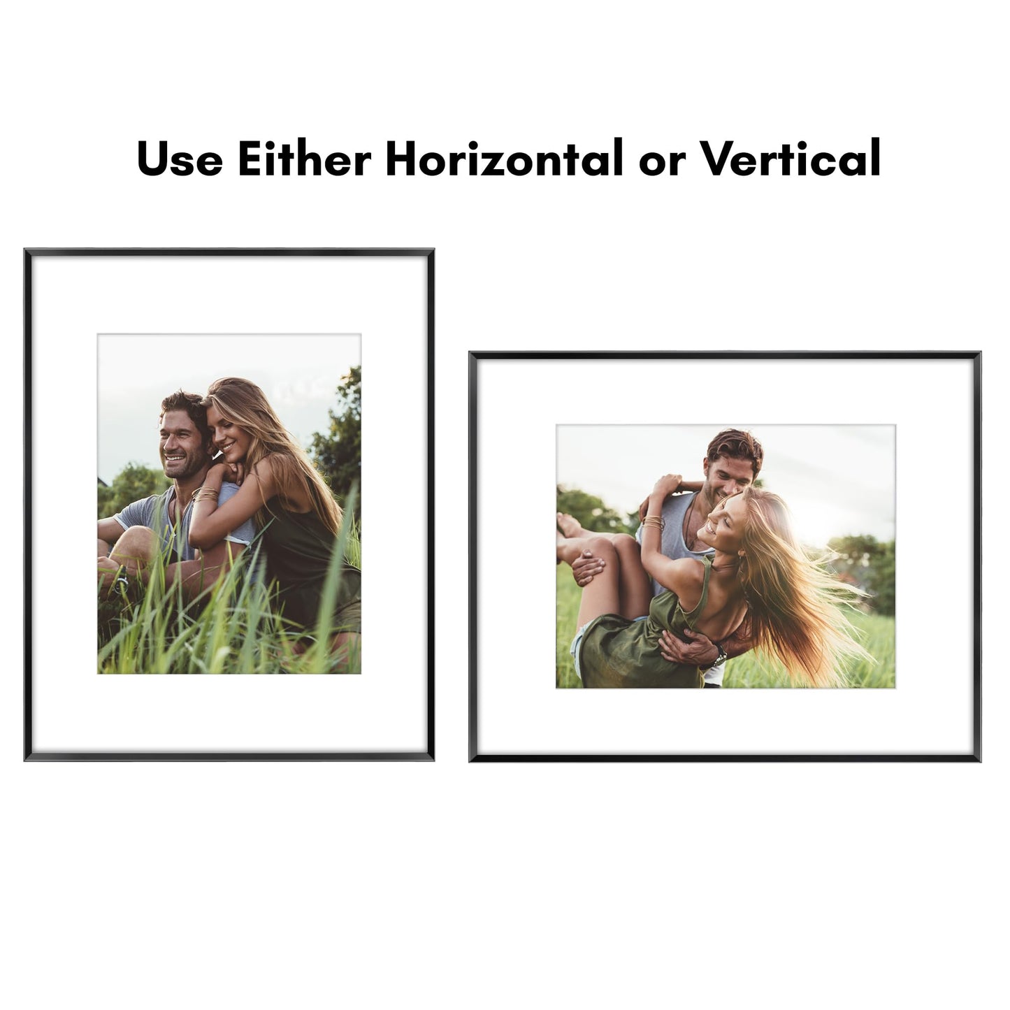 Americanflat 16x20 Metal Picture Frame with Tempered Glass - Use as 11x14 Frame with Mat or Display 16x20 Photo Without Mat - Brooklyn Collection - Picture Frames for Wall Display - Black