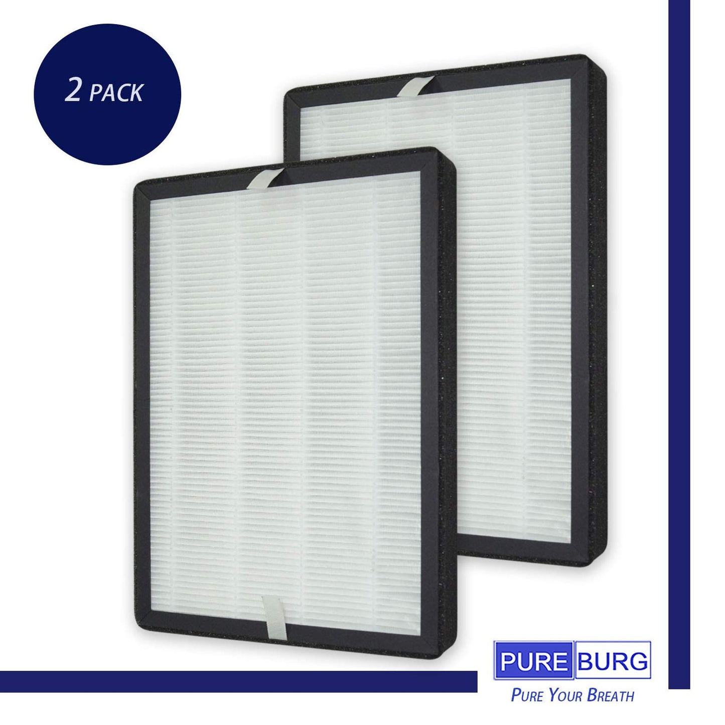PUREBURG Replacement Filter Compatible with MOOKA KOIOS GL-FS32 & AZEUS GL-FS32 Air Purifiers, Pack of 2, H13 True HEPA Activated Carbon 2-in-1