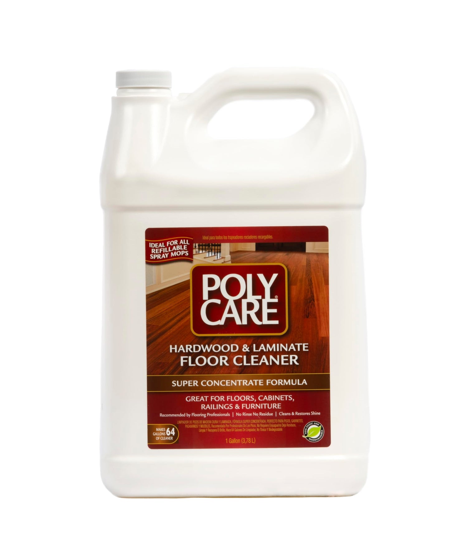 PolyCare Hardwood Floor Cleaner Super Concentrate - 128 Fl Oz - Fresh- Dilute Concentrate with Water for Spray Mops and Spray Bottles - Residue-Free Floor Cleaning Solution