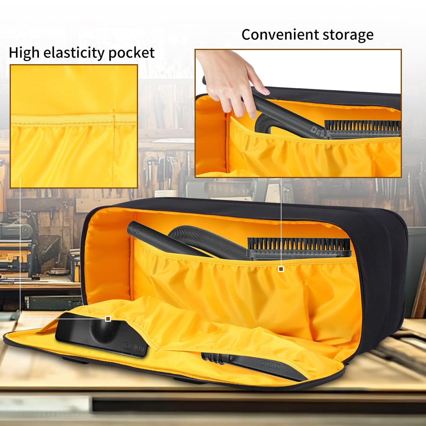 TEFGTER Carrying Bag Compatible with DEWALT 20V Cordless Handheld Vacuum DCV501HB,Large Space Storage Bag for Cordless Handheld Vacuum Cleaner,Storage Case with Extra Pockets,Case Only