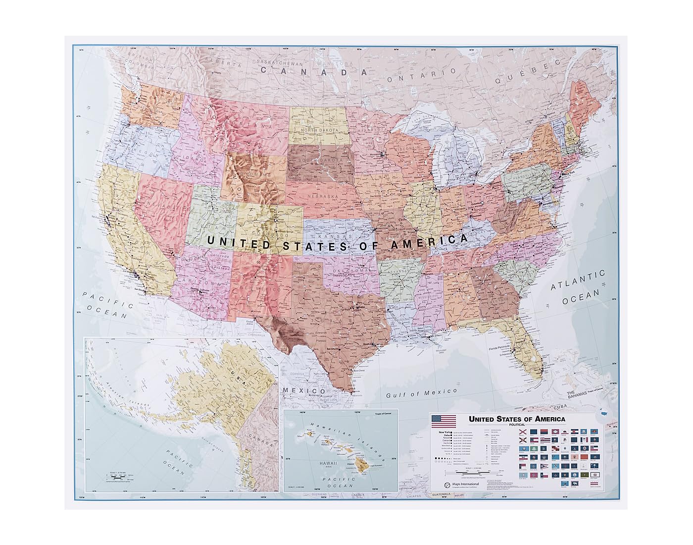 Maps International Large Executive USA Wall Map - Front Sheet Laminated - 36 x 48