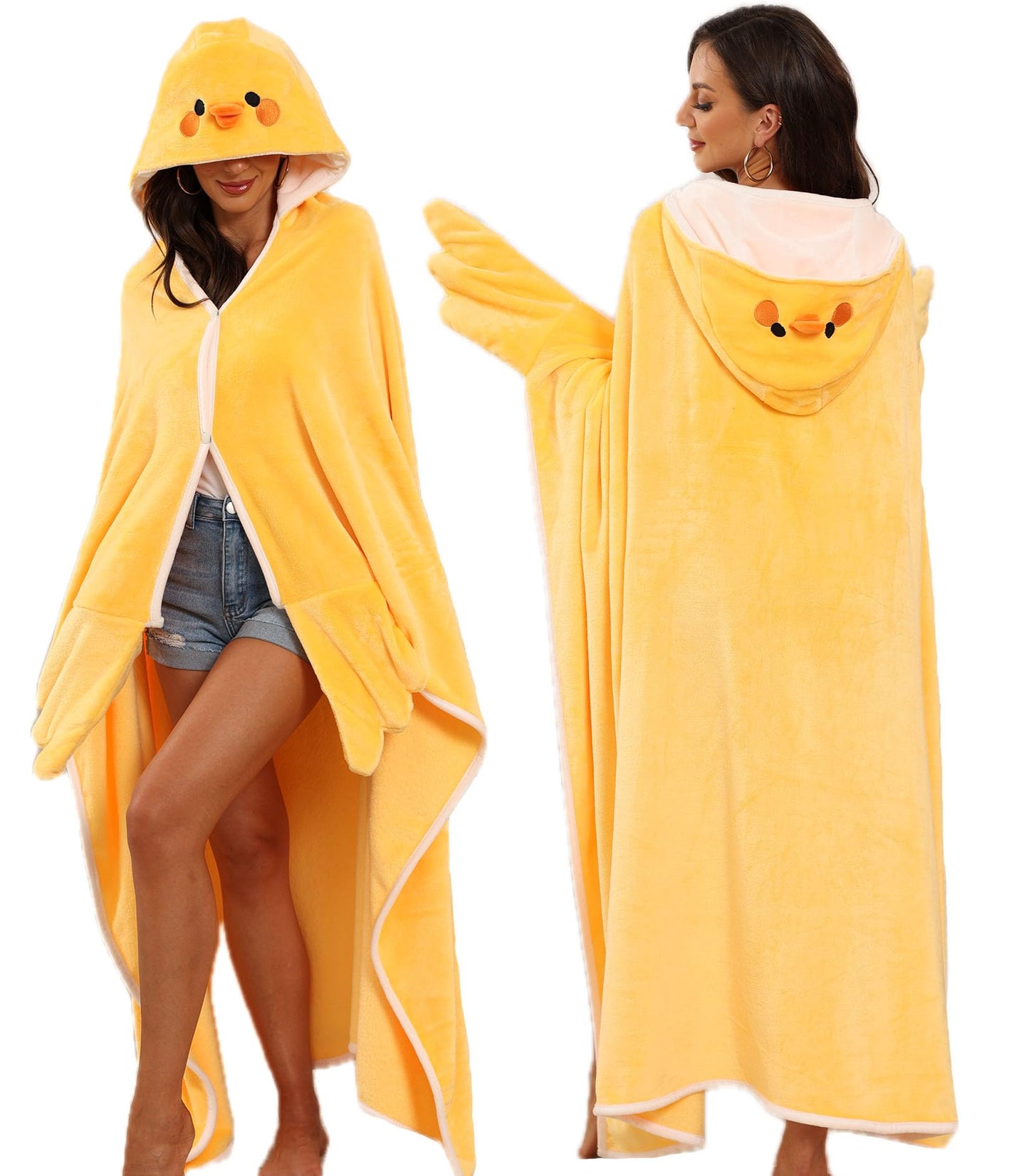 Yellow Duck Gifts for Women Adult Duck Wearable Hooded Blanket Soft Cute Warm Hooded Blanket for Christmas Birthday