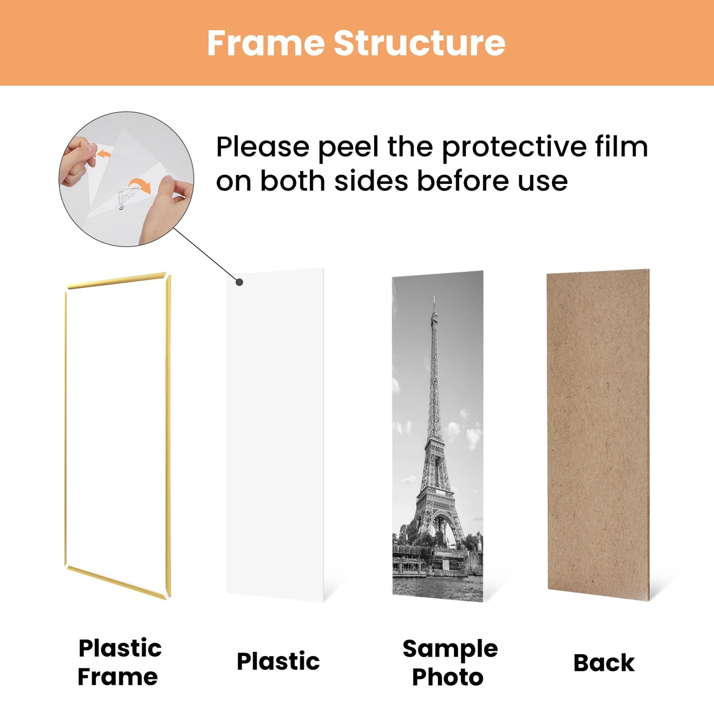 upsimples 24x36 Poster Frame Gold 3 Pack, Scratch-Proof Picture Frames 24 x 36 for Photo Gallery - Slide-In Strips, Horizontal or Vertical Wall Mounting