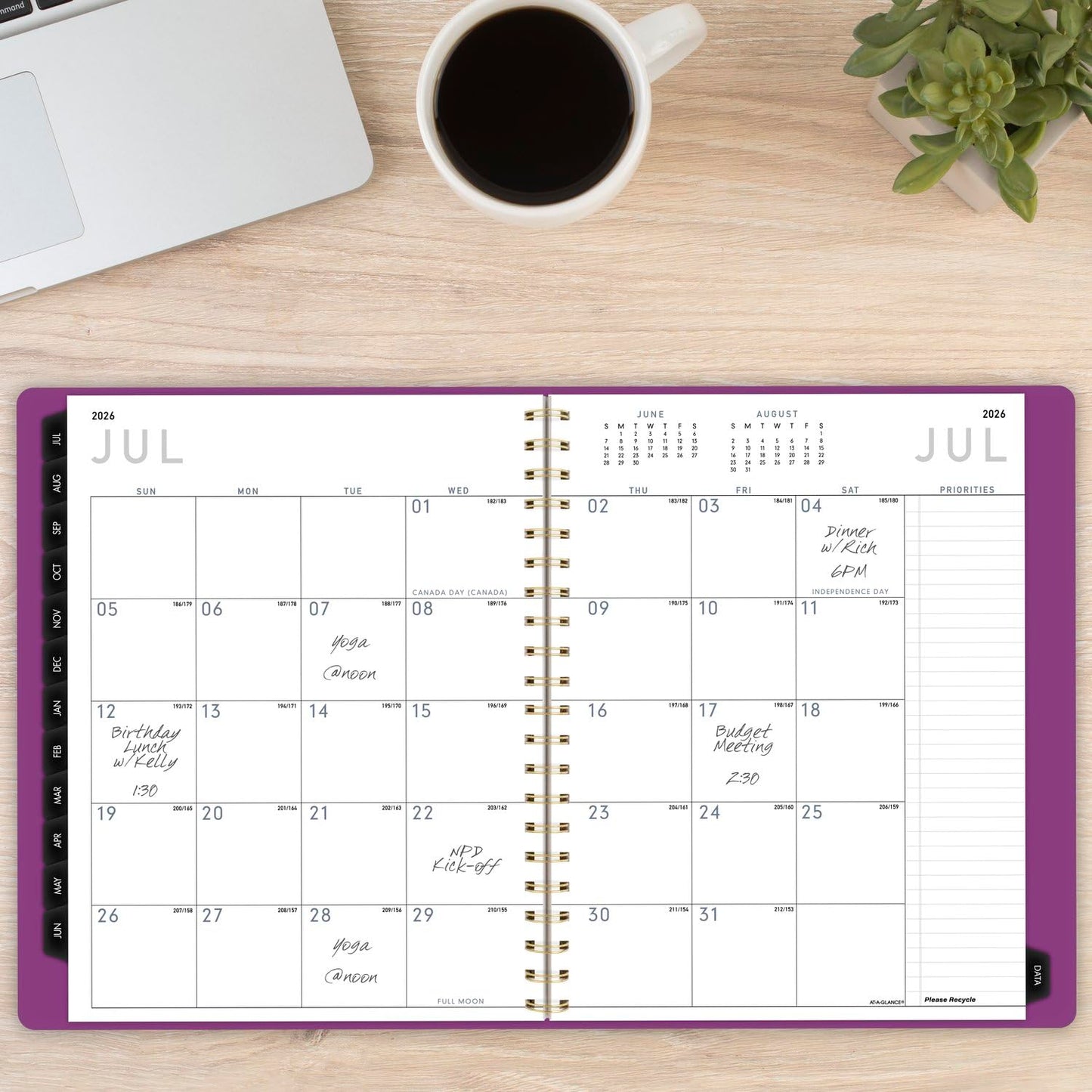 AT-A-GLANCE Planner 2025-2026 Academic, Weekly & Monthly, Half-Hourly Appointment Book, 8-1/4" x 11", Large, Monthly Tabs, Flexible Cover, Contemporary, Purple (70957X18)
