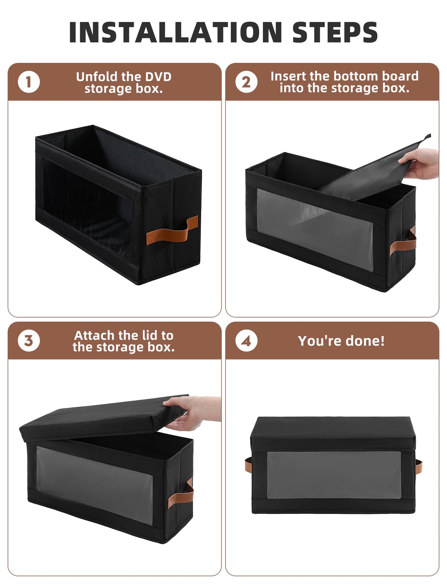 Coorganisers 6 Packs DVD Storage Box with Visible Window, Dustproof DVD Case Holder Organizer with Lid and Handles, Holds Up to 156 Cases, CD Holder for Blu-ray & CD Storage-15.75 x 6.10 x 8.07In
