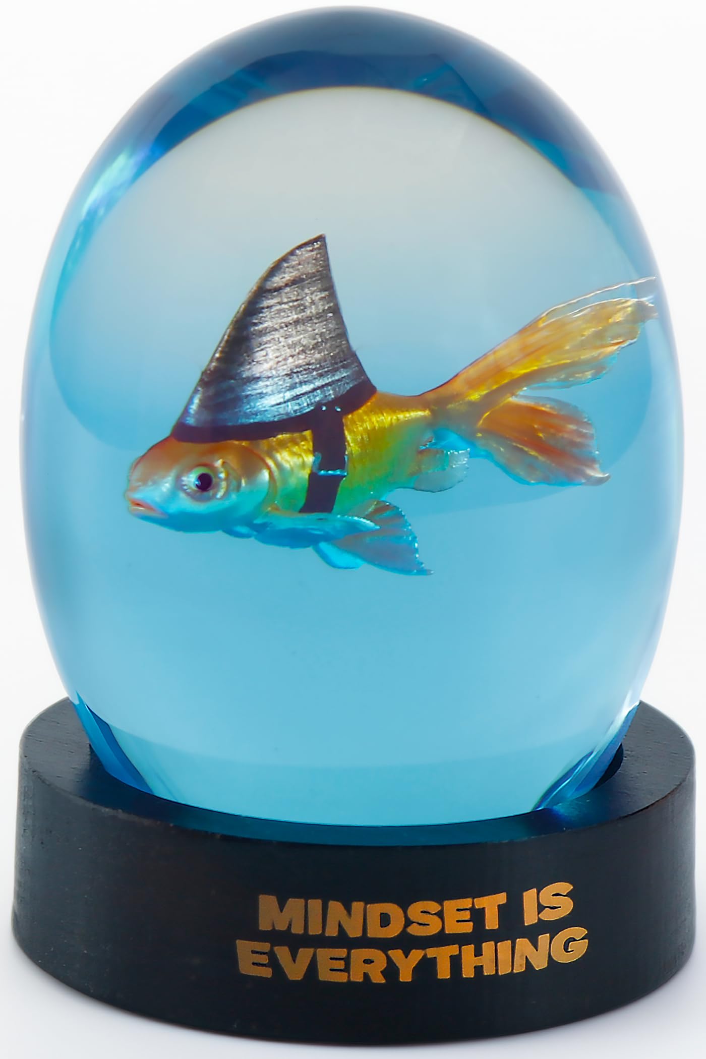 VEOJEIN Mindset is Everything Shark Goldfish – Decorative Desk and Shelf Accessory - Inspirational Uplifting Self-Improvement Positive Quote - Home or Office Decor – Original Design Paperweight