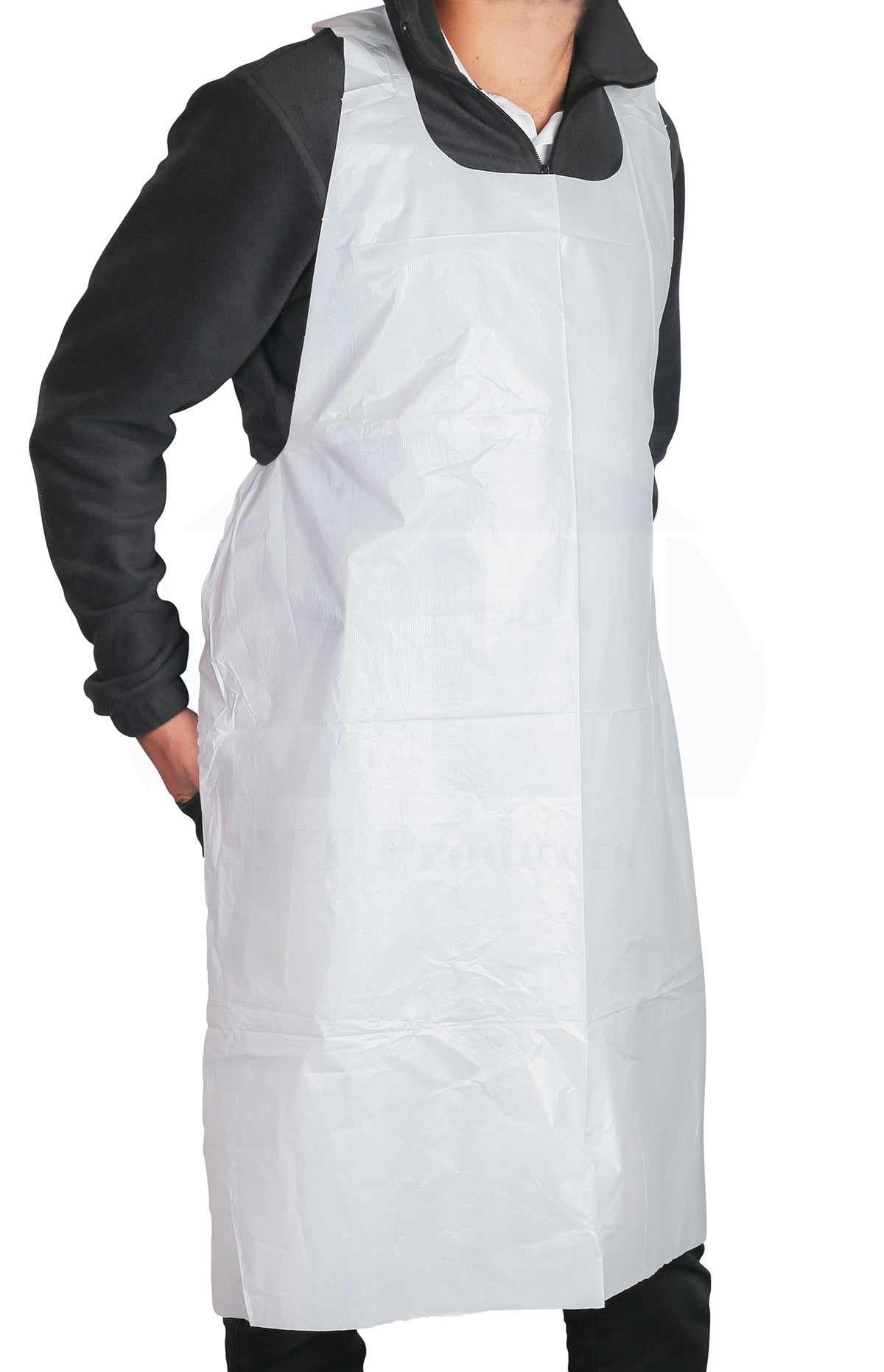 MT Products White Plastic/Poly Apron 46" x 28" - Disposable Kitchen Apron - Pack of 100