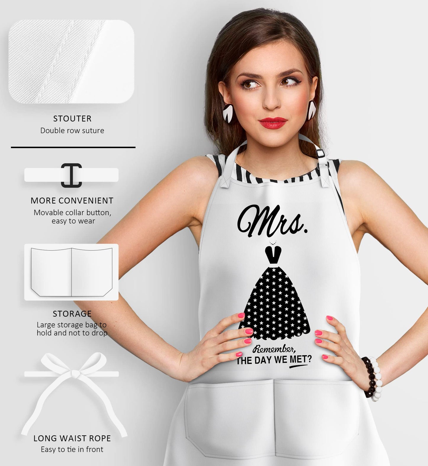 CITTA Mothers Day Gifts for Women Mom Her, Mr and Mrs Aprons for Couples Gifts - Anniversary, Bridal Shower, Wedding, Engagement gift for Couples, His and Her, 8 Pack Kitchen Cooking Apron Gift Set