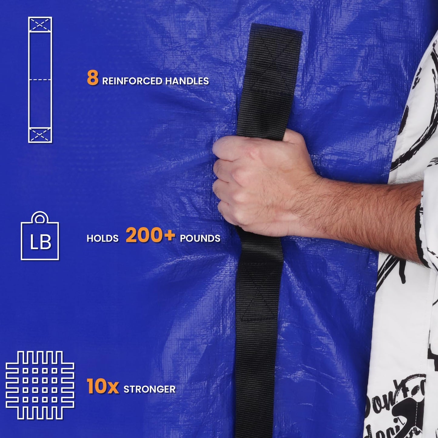 SaveAMatt Mattress Bags for Moving - Extra Thick & Durable Queen Mattress Cover for Moving - Reusable Waterproof Tarp Mattress Protector with Heavy Duty Handles (82’’x63’’x15’’ Queen Size)