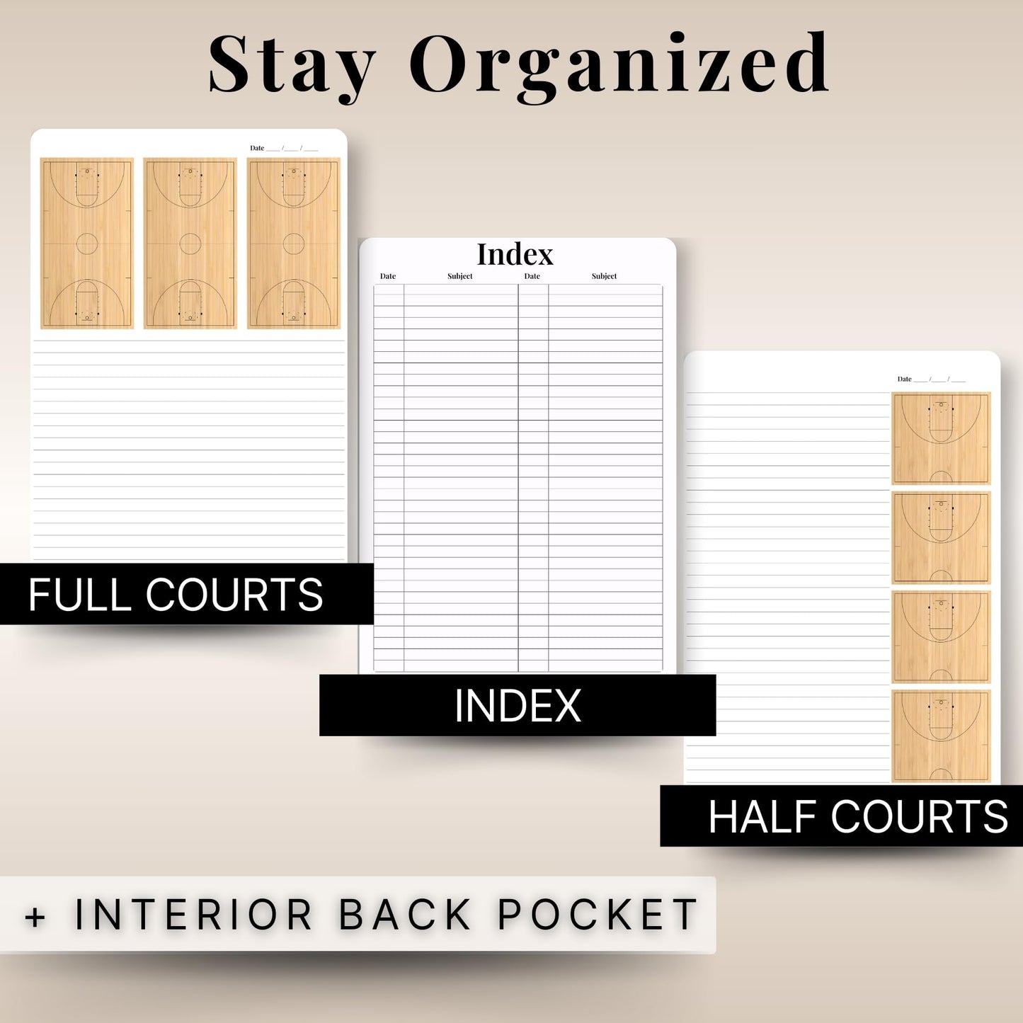 The Playbook Journal - A Basketball Playbook Notebook, Basketball Coach Gifts for Men & Women & Players, Coaching Notebook for Coach Appreciation Gifts