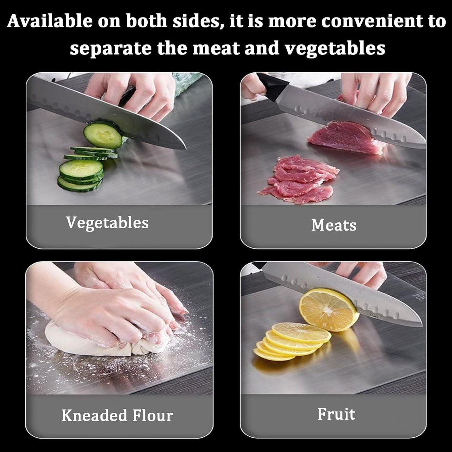 304 Stainless Steel Cutting Board, Non Toxic Cutting Boards for Kitchen, Dishwasher Safe and Hygienic Heavy Duty Chopping Board for Meat Vegetable Fruit(15"x 11",13"x 9",10"x 6")