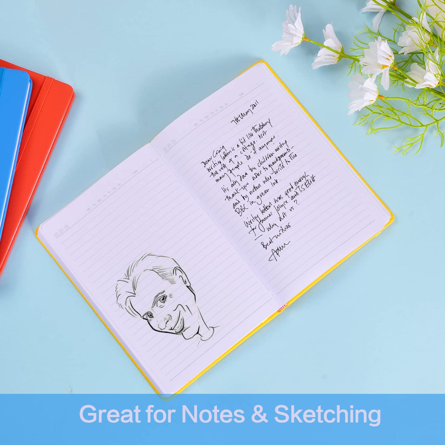 SUIN Hardcover-Journal-Notebooks, A5 Lined Journals Notebook for Writing 200 Pages, 8.2 x 5.5 inch, Classic Ruled Notebooks for Work/Travel/College (Multi-colors)