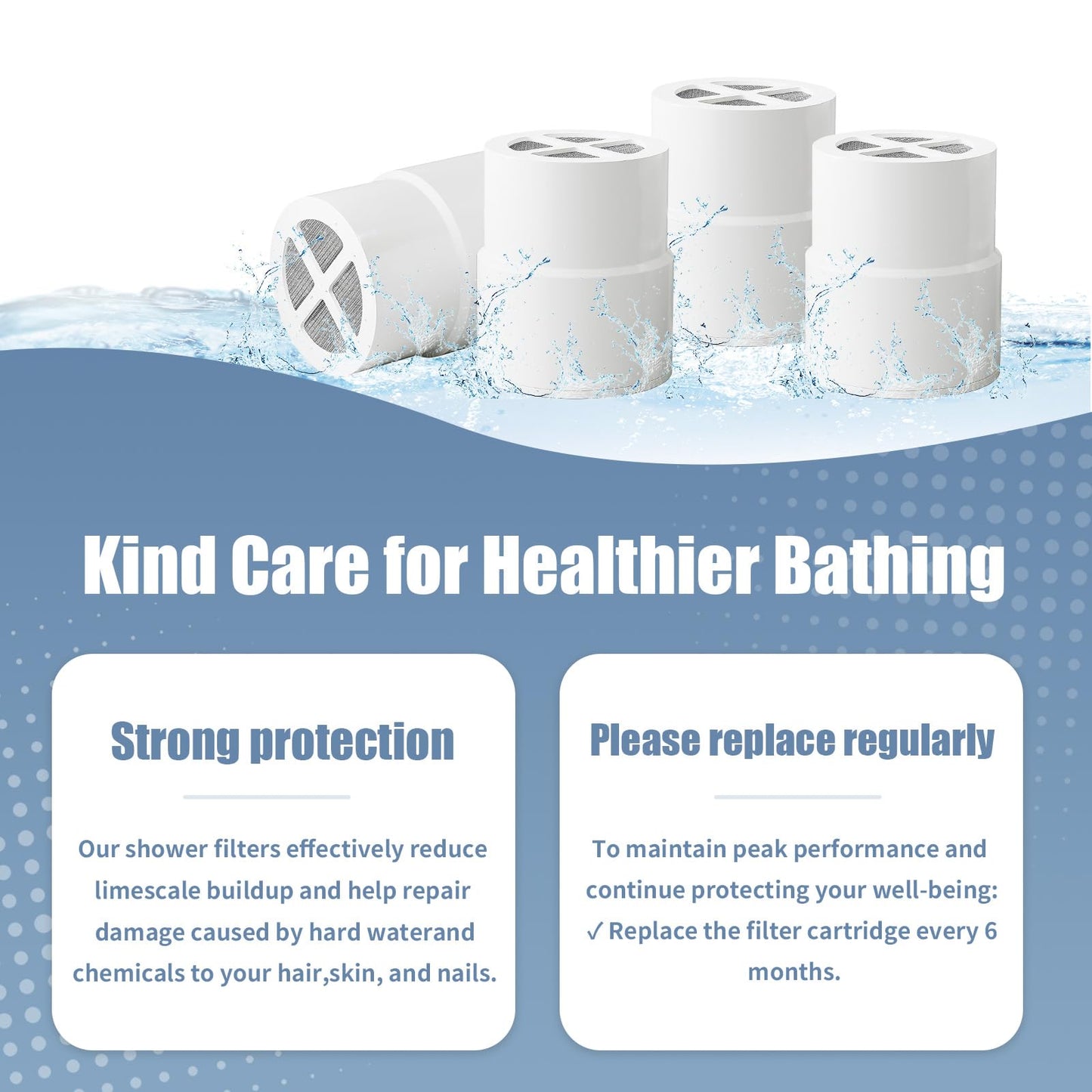 4-Pack Replacement Filter for JOLIE Shower Head, Compatible with JOLIE Shower Filter Cartridge, Reduces Chlorine, Heavy Metals & Impurities, Softens Skin & Hair