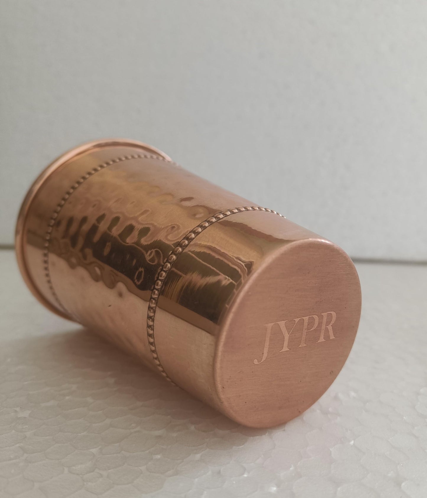 JYPR Hammered Pure Copper Water Drinking Glasses Set of 2 Large 13 Oz Drinking Cups Copper Ayurvedic Health Benefits Tumblers Beautiful Handcrafted Design Cup Best Gift