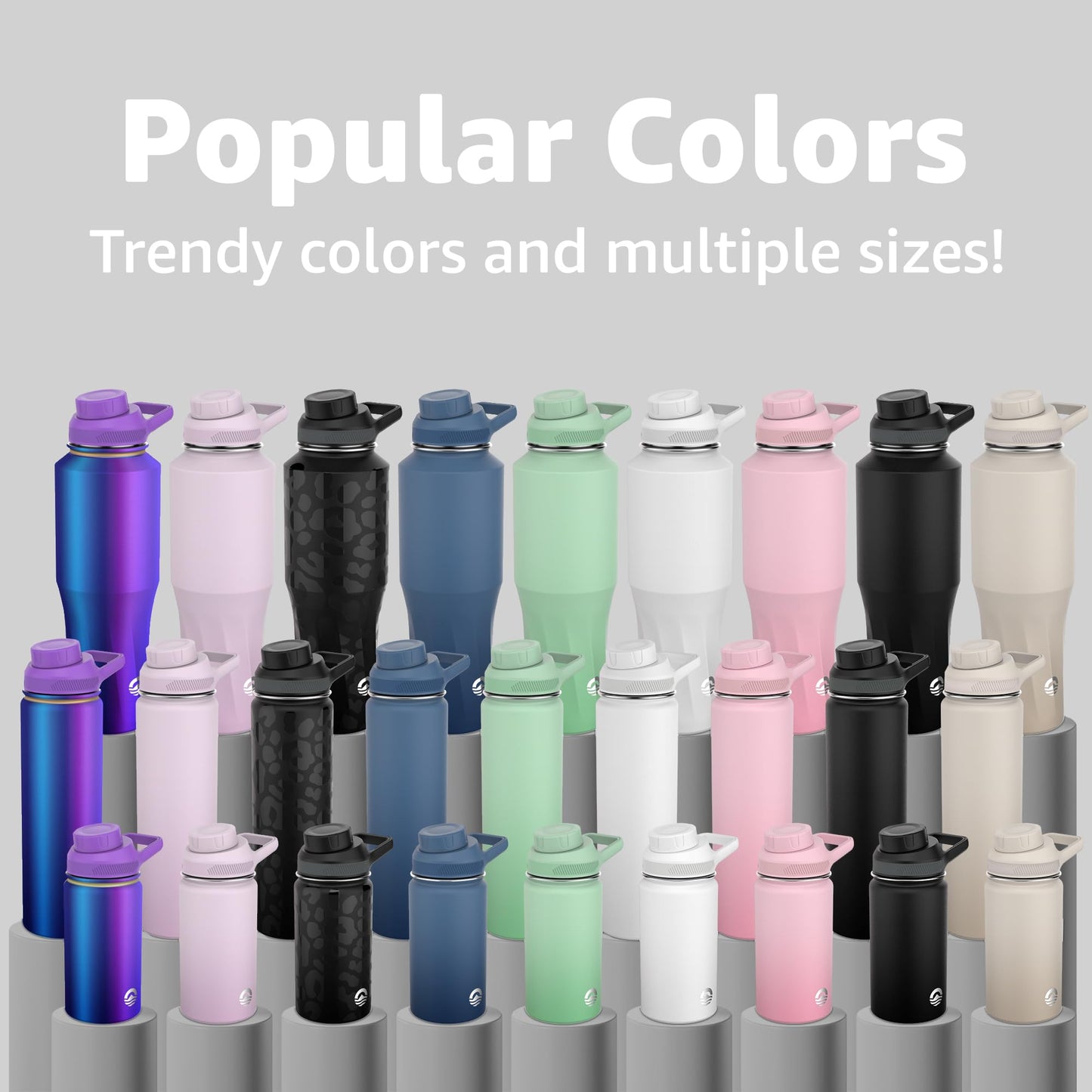 Chill Oasis Water Bottle | Compatible With Popular Flavor Cartridges | BPA Free, Leak Proof, Double-Walled Vacuum Insulated Stainless Steel, and Dishwasher Safe | Cold for 24 Hours (Aura, 22oz)