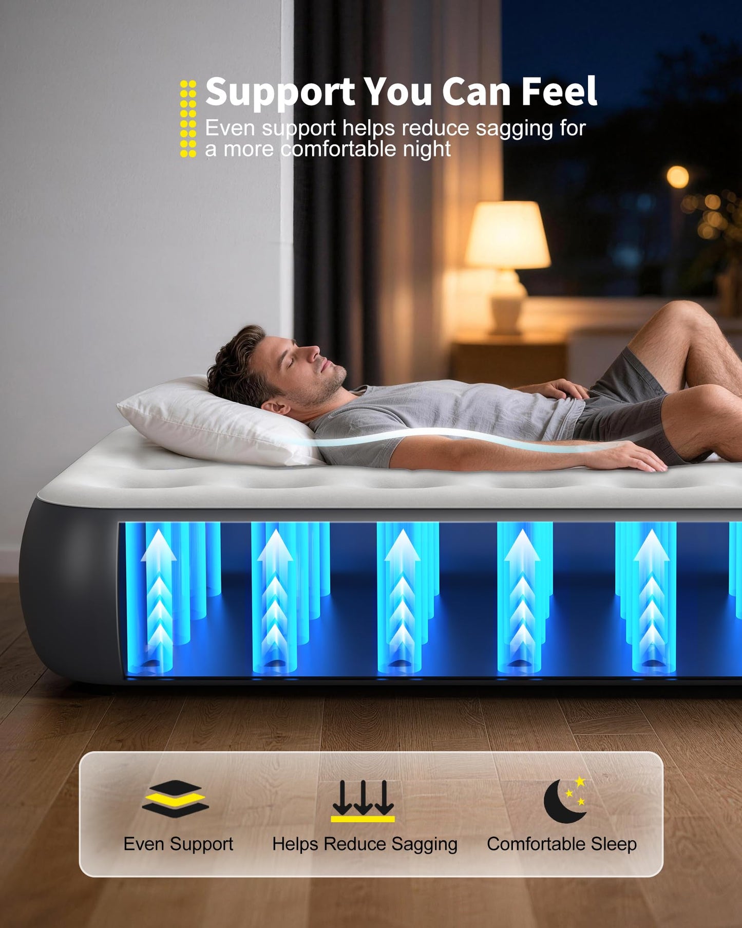 OhGeni Twin Air Mattress with Built in Pump, Camping Air Mattress with External Valve, Family Choice Award Winner, 13" Inflatable Blow up Bed, Portable Foldable Airbed for Home & Outdoor, 300lbs