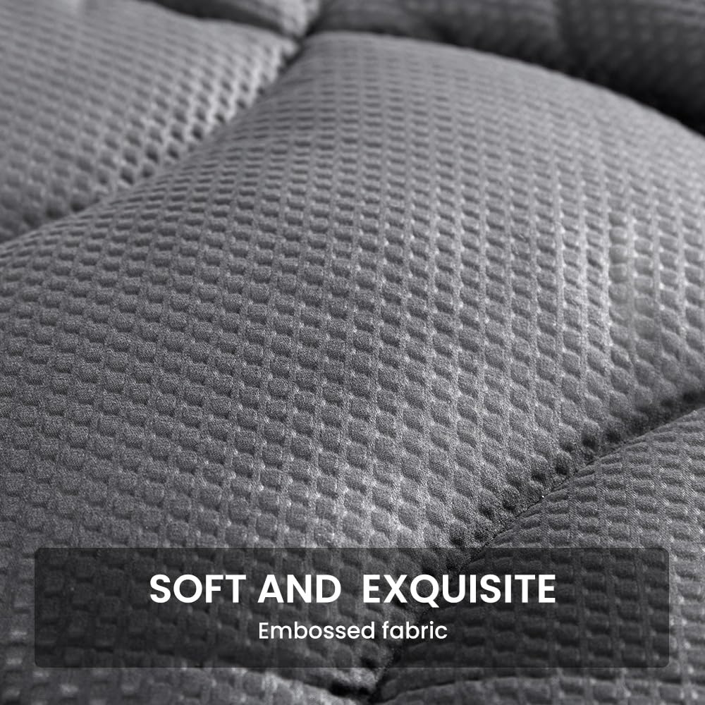 SLEEP ZONE King Mattress Topper, Cooling Mattress Cover for hot Sleepers, Premium Zoned Cool Mattress Protector Breathable and Washable, Deep Pocket (Grey, King)