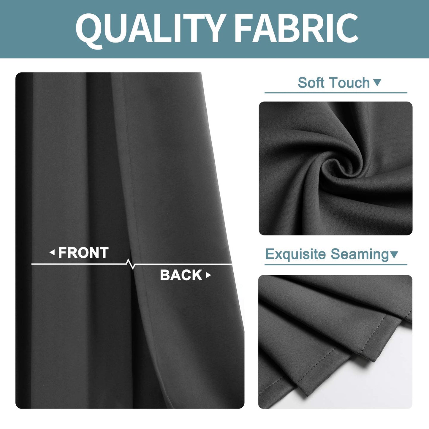 ChrisDowa Blackout Curtains 72 inches Long for Bedroom - 2 Panels Set Grommet Thermal Insulated Room Darkening Curtains for Living Room (Dark Grey, 42 x 72 Inch)