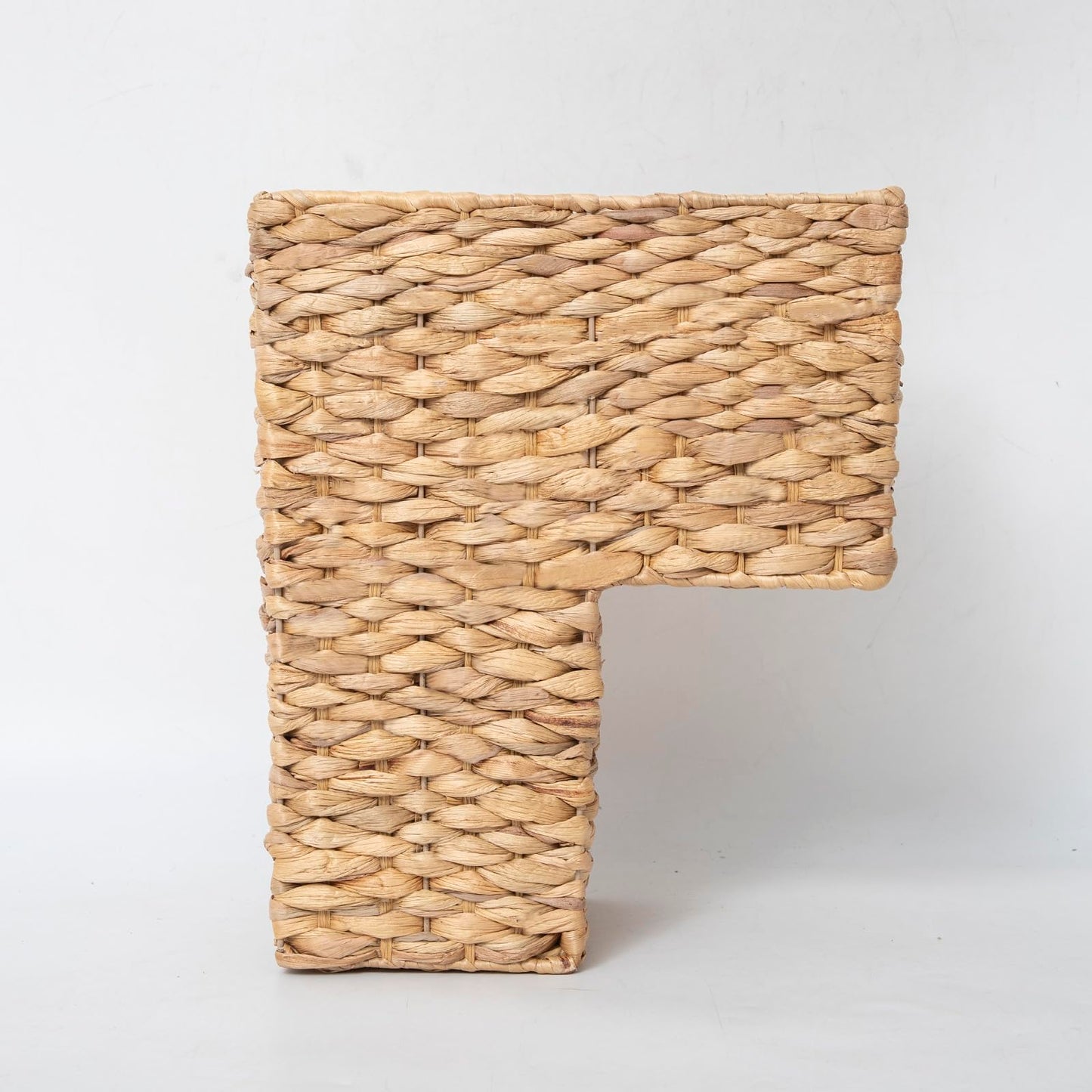 YAHUAN Stair Basket with Handles, Woven Water Hyacinth Stair Baskets for Carpeted Stairs, Stair Storage Basket Staircase Basket for Wooden Stairs (Water Hyacinth)