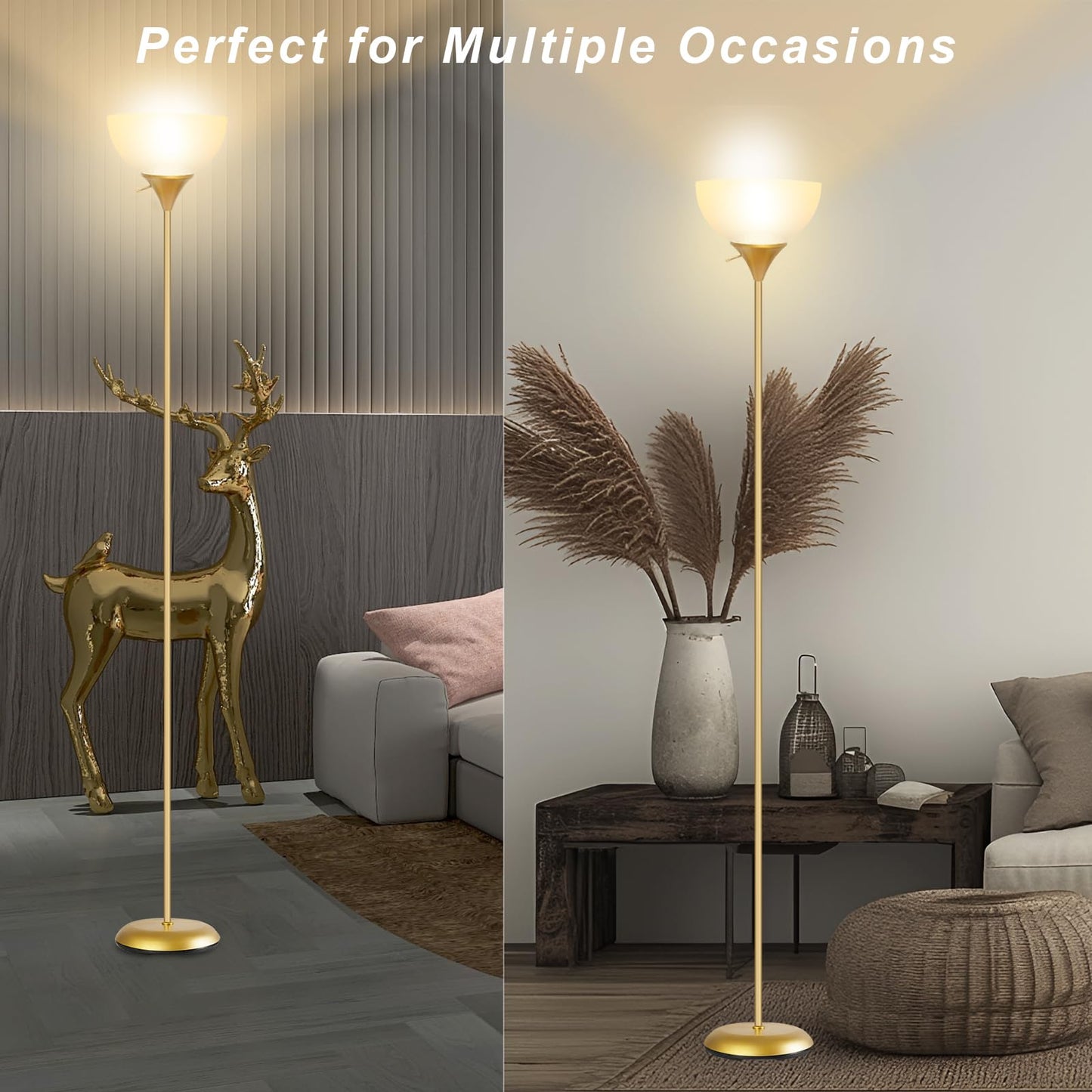 Floor Lamp for Living Room, Standing lamp for Bedroom, Drop-Resistant White Lampshade, Standing Lamp for Bedroom Study Office Hostel Kid’s Room