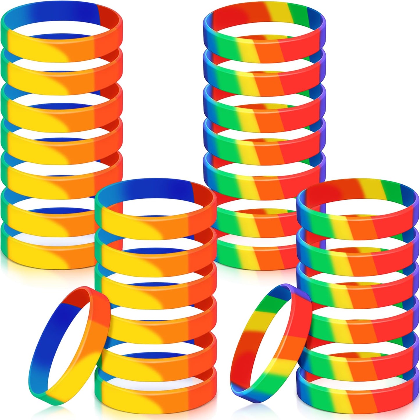 Hicarer 200 Pieces Rainbow Pride Gay Wristbands Silicone LGBT Bracelets Party Decorations Supplies for Parades Rainbow Festival