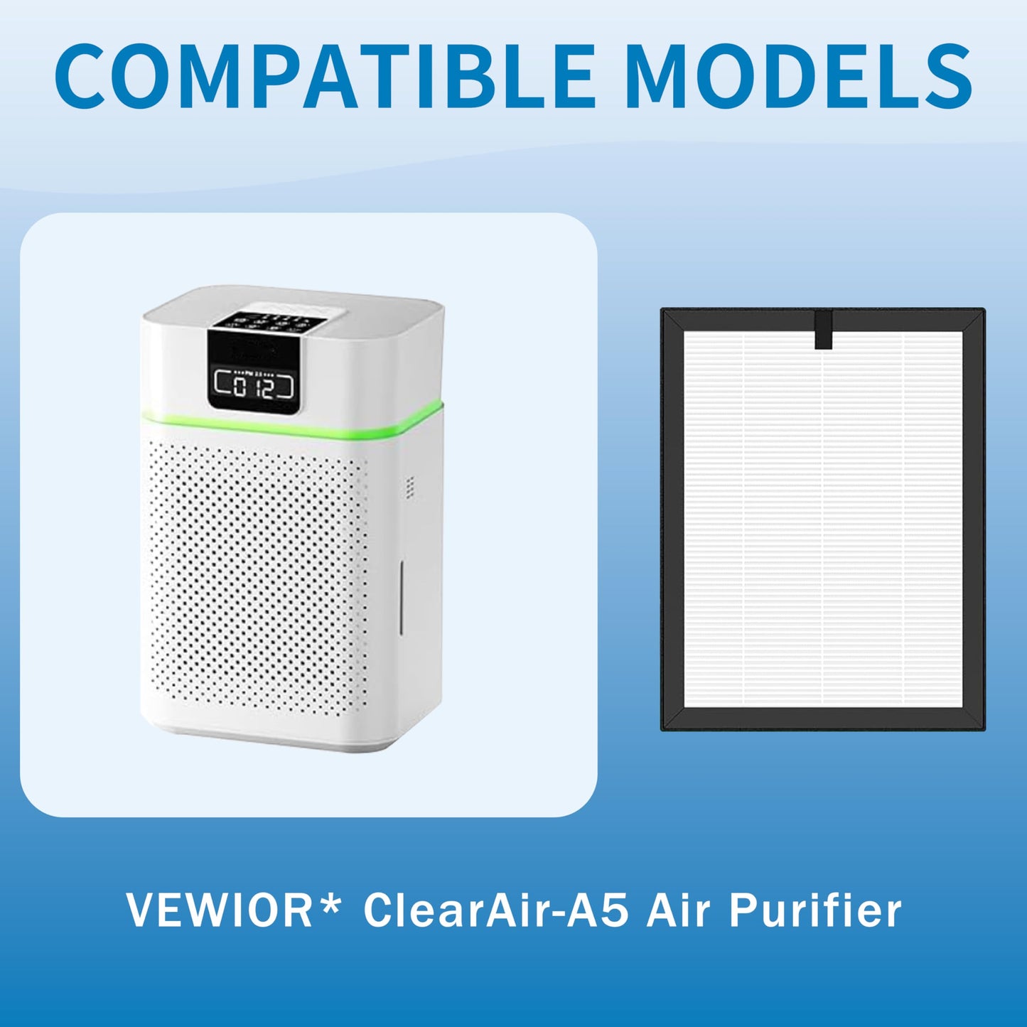 Alvamoyle ClearAir-A5 Replacement Filter, Compatible with VEWIOR ClearAir-A5 Air Purifier, 3-in-1 H13 True HEPA and Activated Carbon Filters, 4 Pack