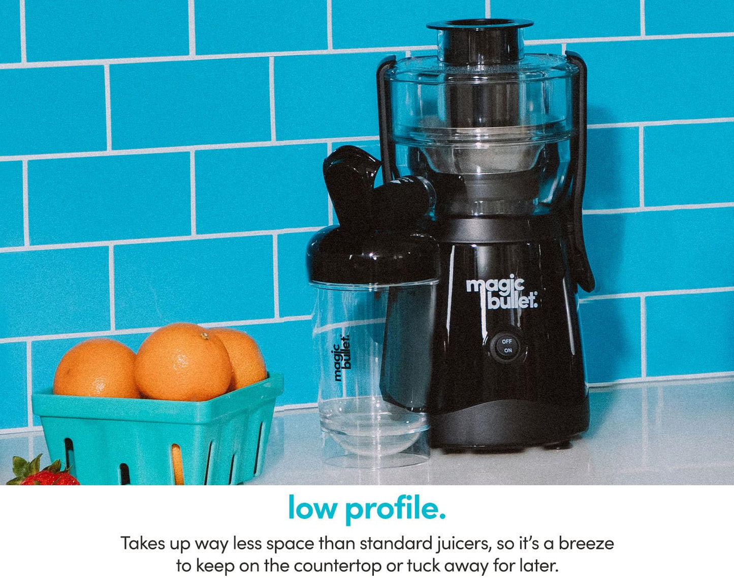 magic bullet Mini Juicer, Countertop Space-Saving, 2" Feed Chute for Fruits and Vegetables, 400W, 16oz Cup, Compact Design, Black, MBJ50100AK