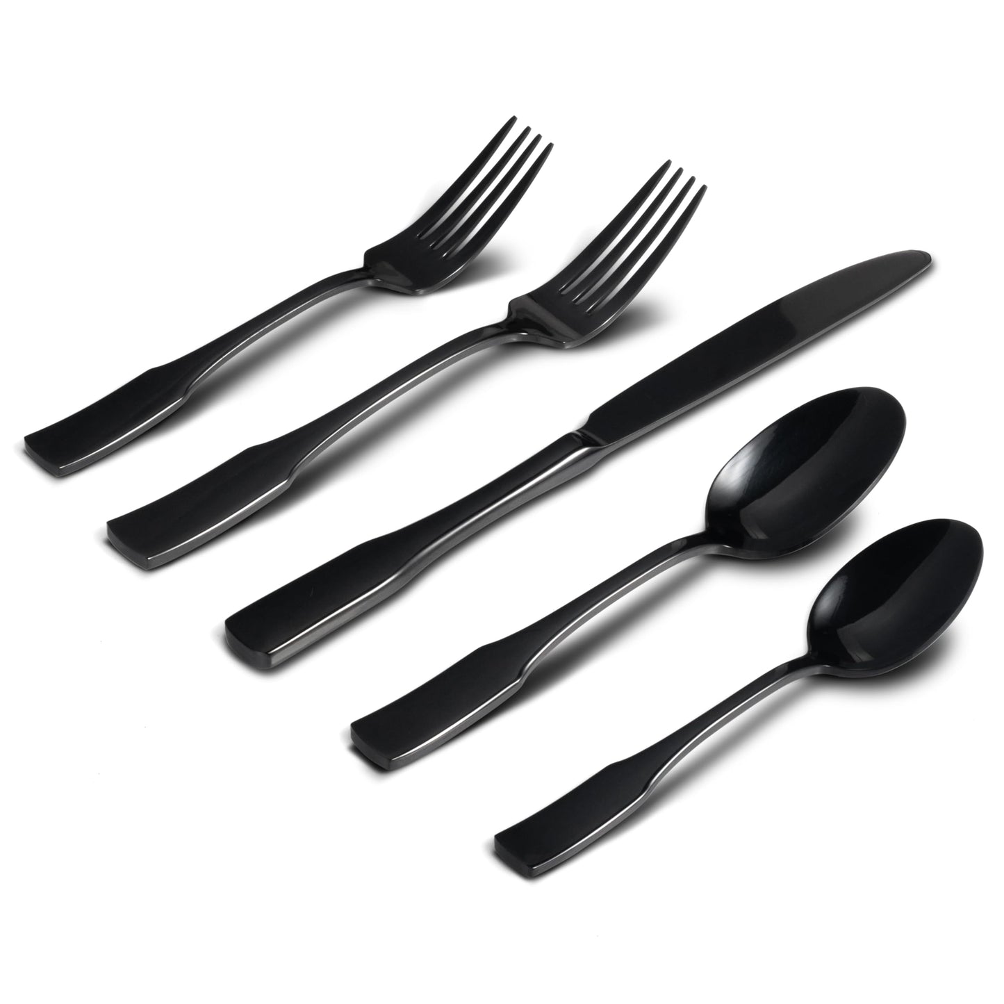 Alata Kate Black Mirror 40-Piece Silverware Set,Service for 8,Stainless Steel Flatware Set,Mirror Cutlery Set,Dishwasher Safe