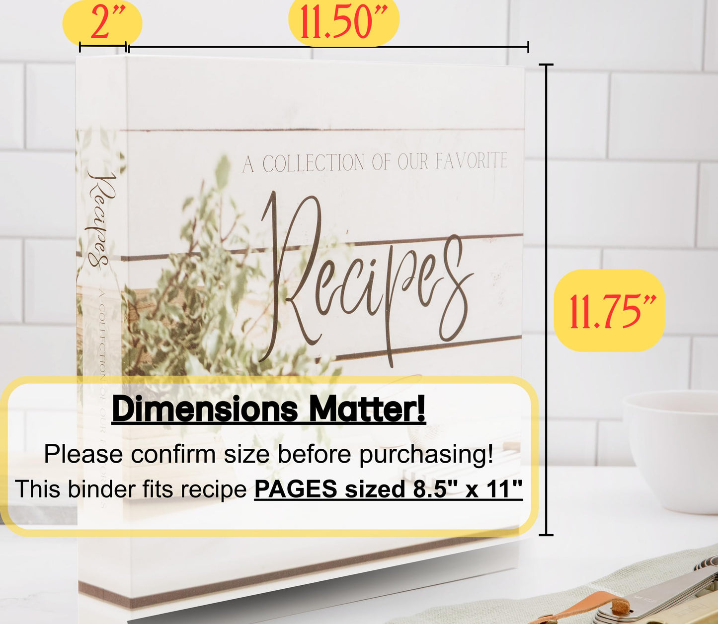 Recipe Binder with Plastic Sleeves | Recipe Book to Write in Your Own 8.5x11 3 Ring Blank Cookbook Binder Organizer | Bridal Shower Gift | Family Heirloom | Family Owned Brand