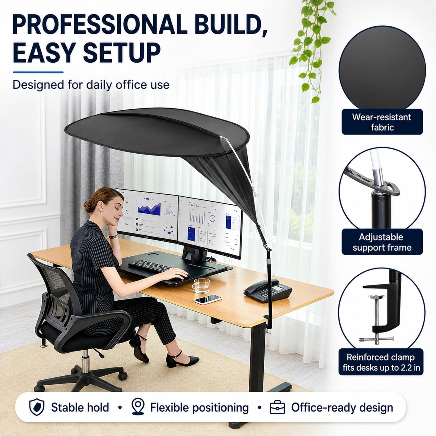 Professional Office Light Shield-Designed for Light-Sensitive and Headache-Prone Employees, Blocking 99% of Fluorescent Glare and Cold drafts, with a Large 56×42-inch Coverage