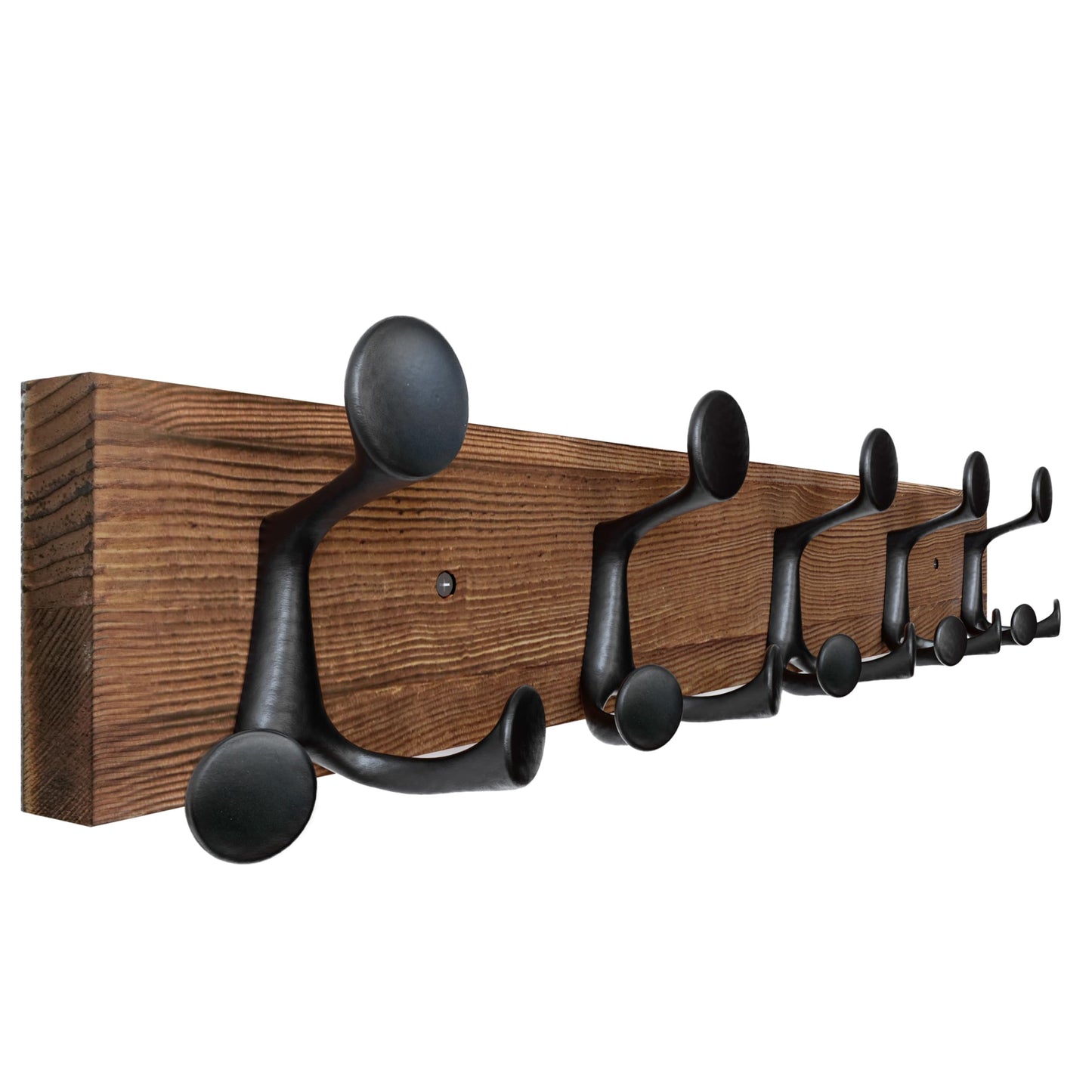 SKOLOO 24-Inch Wood Coat Rack Wall Mount with 5 Triple Hooks - Ideal for Family Entrances, Classrooms, and Pet Supplies Storage - Perfect Coat Hooks for Wall,Charred Golden Brown