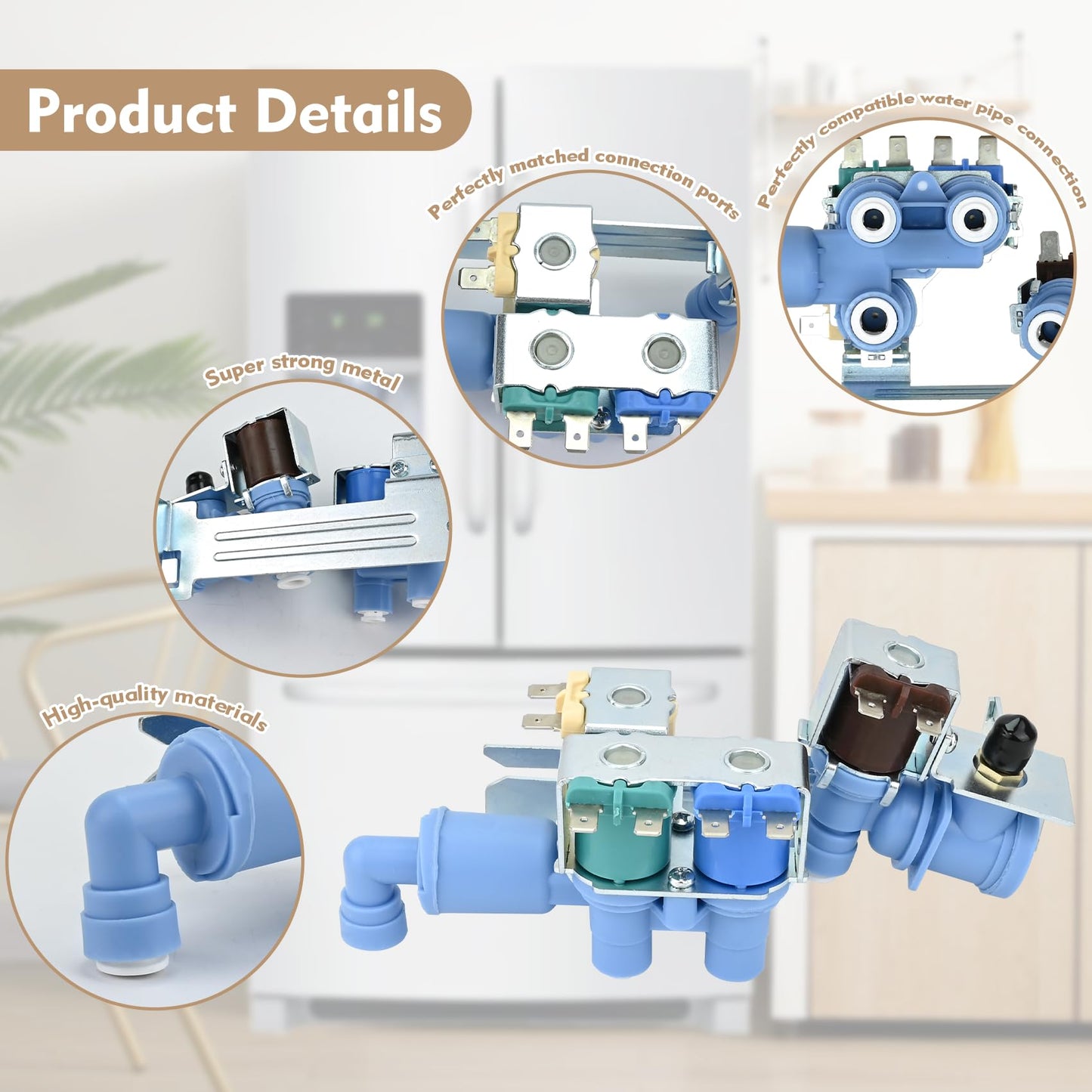 242253002 242102201 Refrigerator Water Inlet Valve Compatible with frigidaire electrolux kenmore crosley etc Refrigerators (Some Models), Replace Number: 2689640, AP5669874, PS7321353, EAP7321353 etc