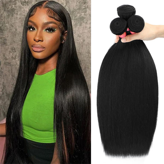 12A Human Hair Bundles 22 24 26 Inch Straight Human Hair 3 Bundles Brazilian Virgin Hair Straight Weave Human Hair Extensions Natural Color
