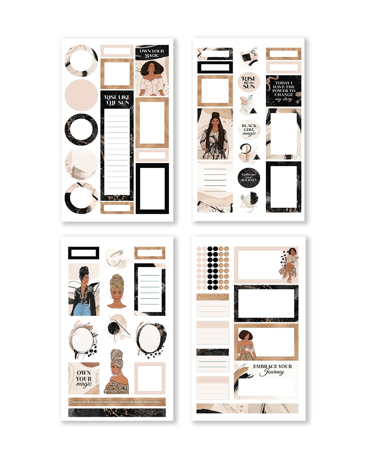Rongrong Black Girl Magic Planner Stickers Book Volume 2 for Planners, Calendars, Journals, Vision Boards and Projects – Premium Quality, Hand Drawn – Scrapbook Accessories - 24 Pages