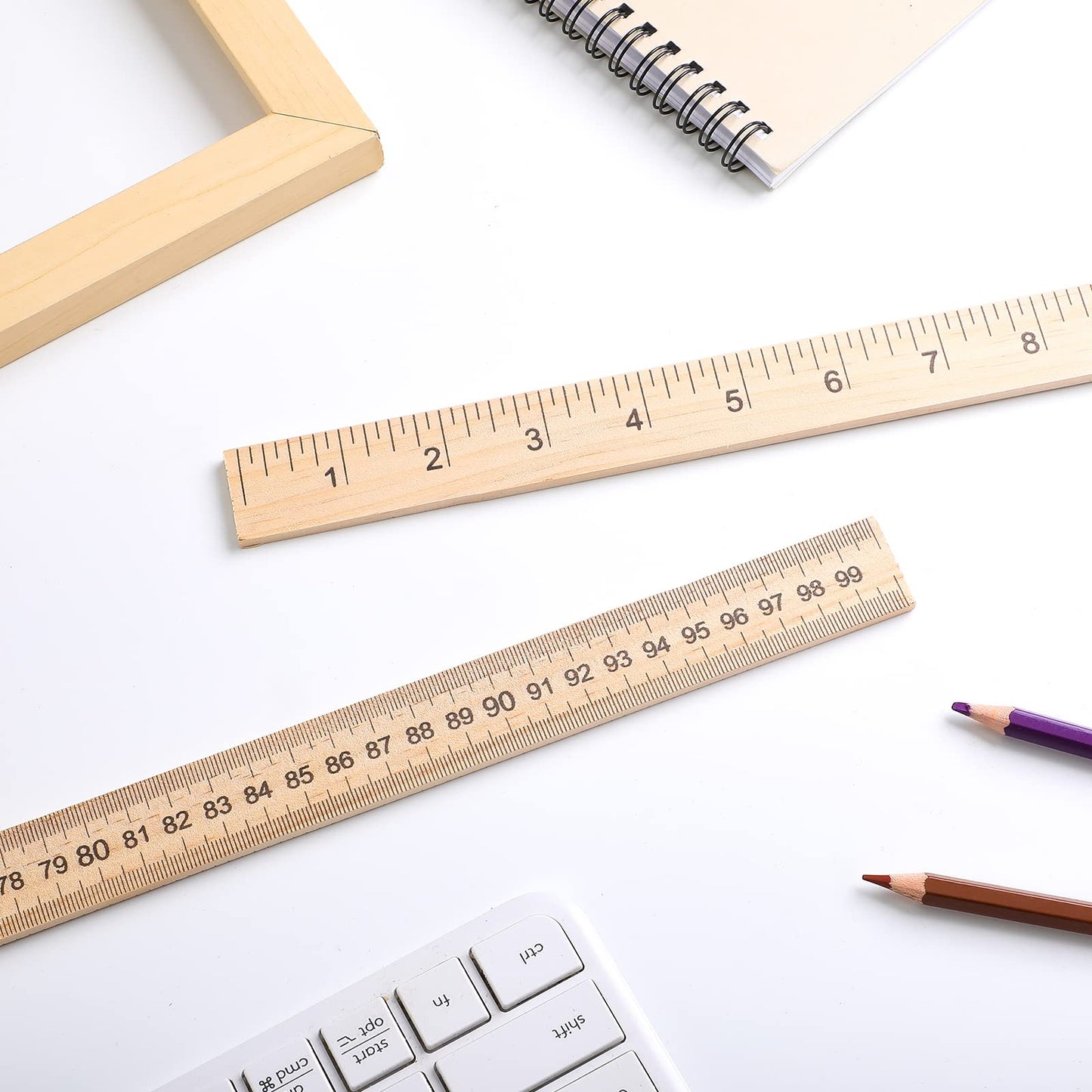 Treela 24 Pack 39 Inches Meter Stick Wood Ruler Economy Yard Stick Double Sided Heavy Duty Thick Meter for School Classroom Home Office Kids Clothing Measuring
