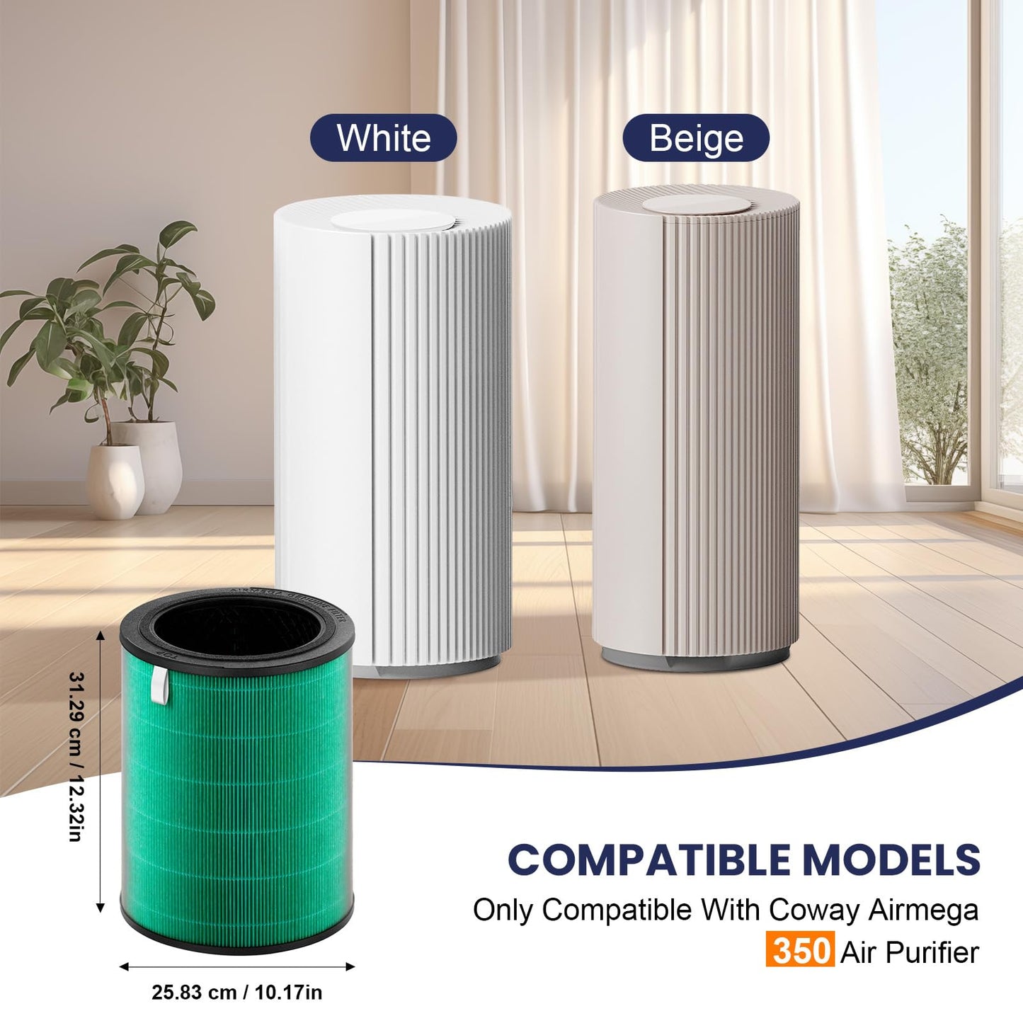 Airtiancai Replacement Filter for Coway Airmega 350 Air Purifier,High-Efficiency Activated Carbon Pet Filter for Home Large Room