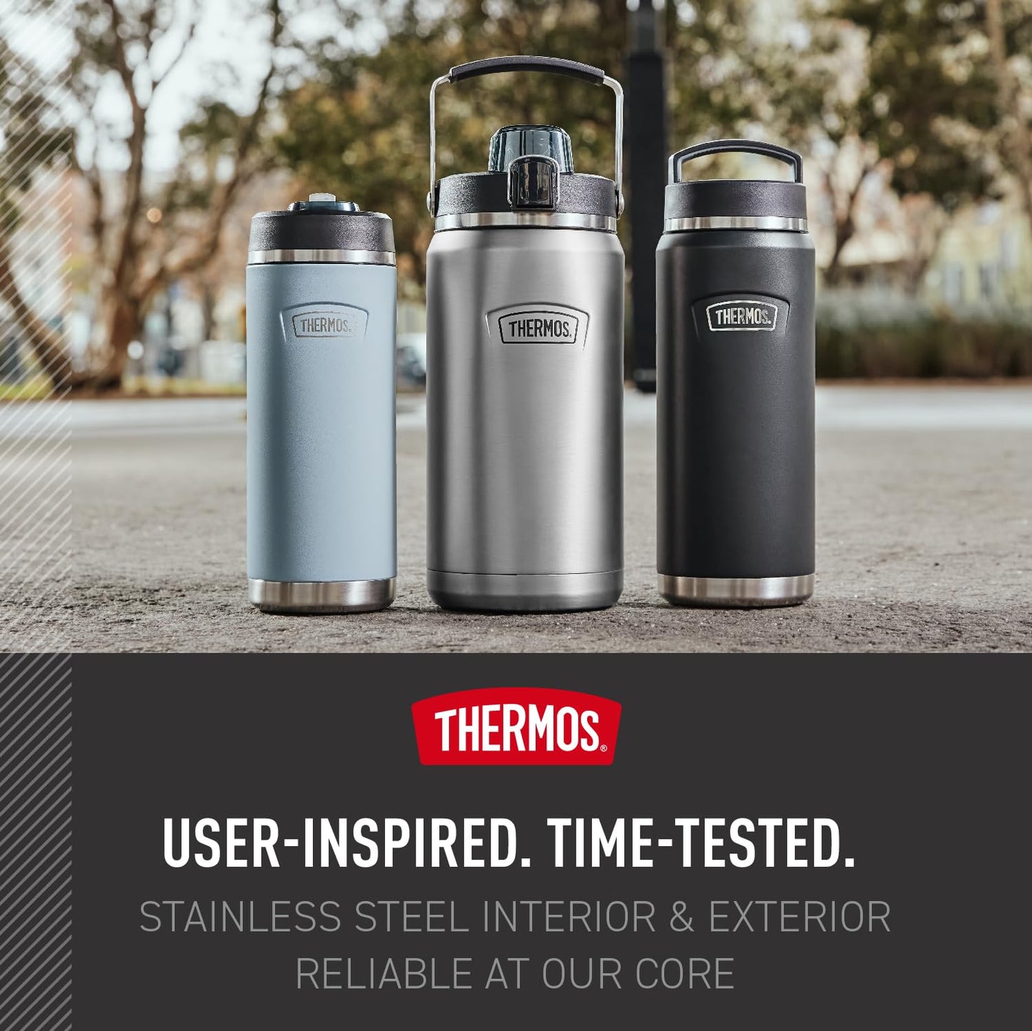 THERMOS ICON SERIES, Stainless Steel Water Bottle with Spout - 64 Ounce, Matte Stainless Steel - Vacuum Insulated Water Bottle with Lid