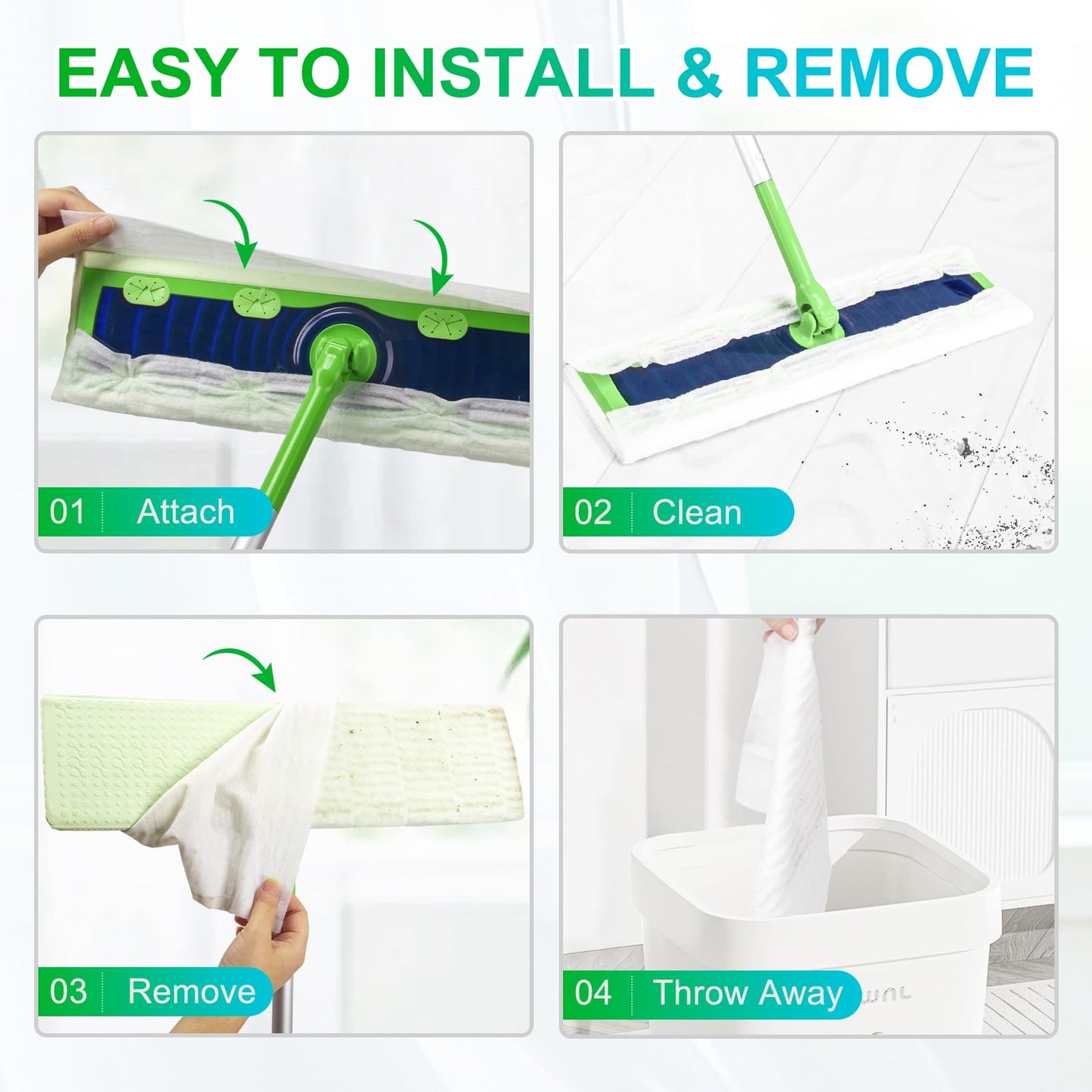 40 Count XL Dry+Wet Mop Pad Refills for Swiffer Sweeper XL Mop - Disposable X-Large Pads Kit Includes 30 Dry Sweeping Cloths & 10 Wet Mopping Pads for Floor Cleaning.（Only Pads, not Including mop）