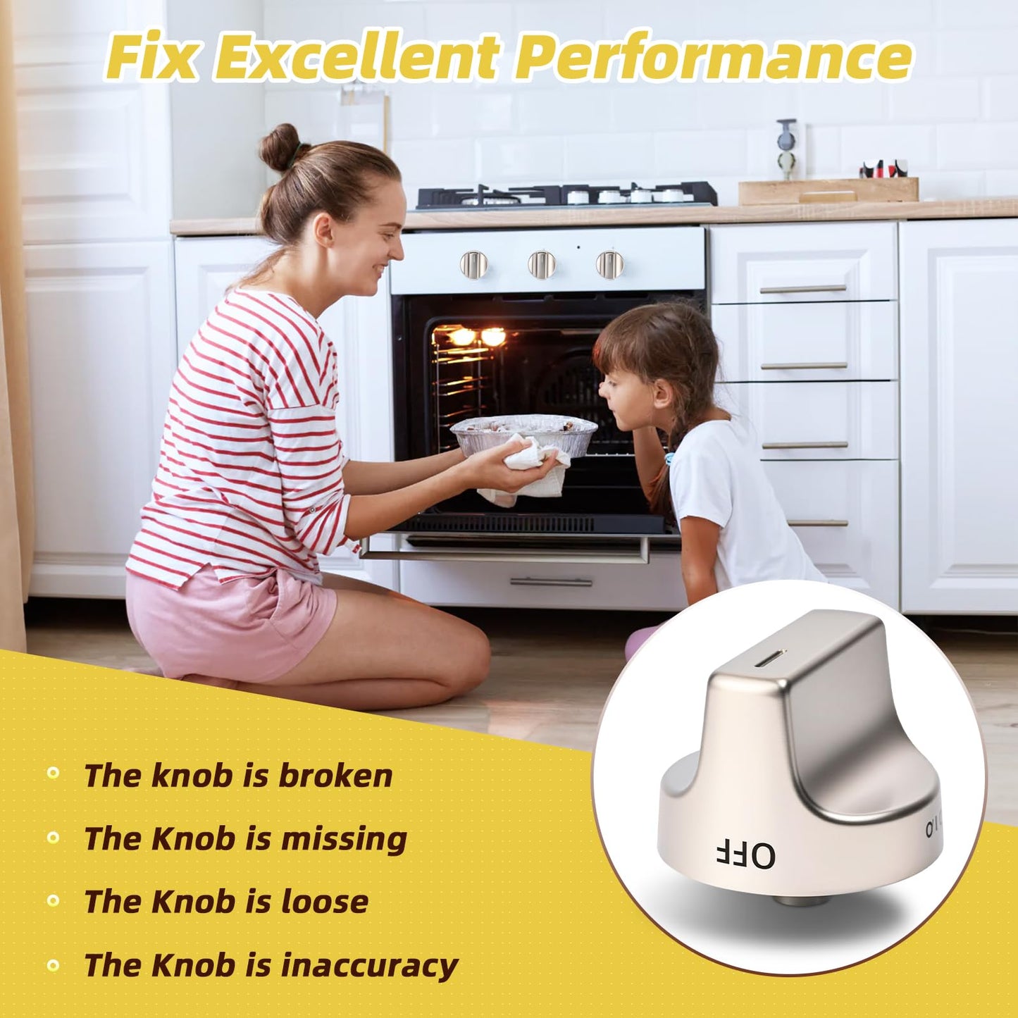 5Pcs W11239985 W10850015 Stove Knob Replacement Compatible with Whirlpool WFG525S0HZ1 WFG550S0HZ0 WFG525S0HZ0 WFG525S0JV0, W11239985 Control Knob Replace 4845290 W11032553 PD00061875 AP6333411