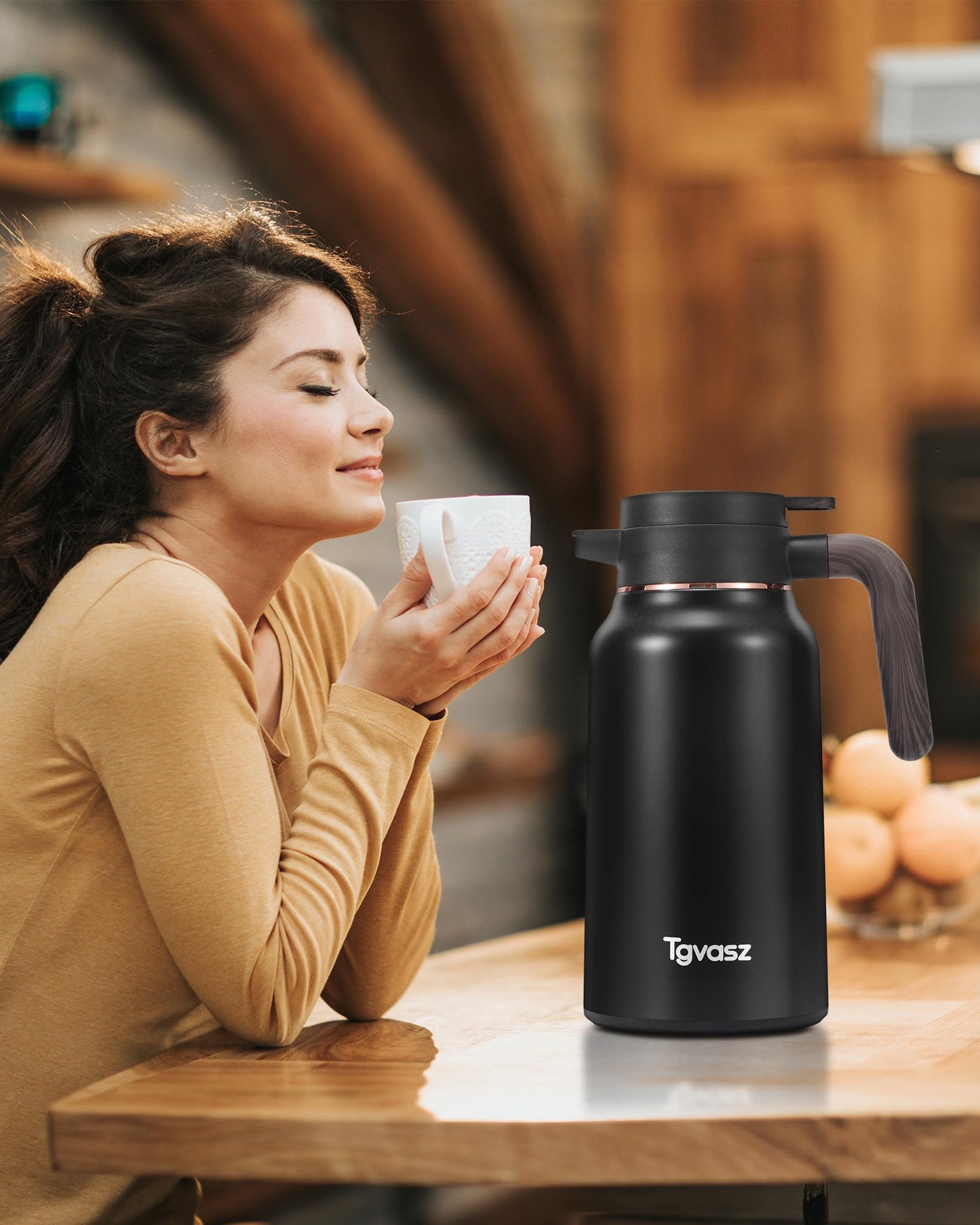 Thermal Coffee Carafe 70 oz - 12 Hour Hot Stainless Steel Thermal Carafes for Hot Liquids-Insulated Coffee Carafes For Keeping Hot/Cold Coffee, Tea, Water,Milk, Creamer Dispenser for Coffee Bar(Black)