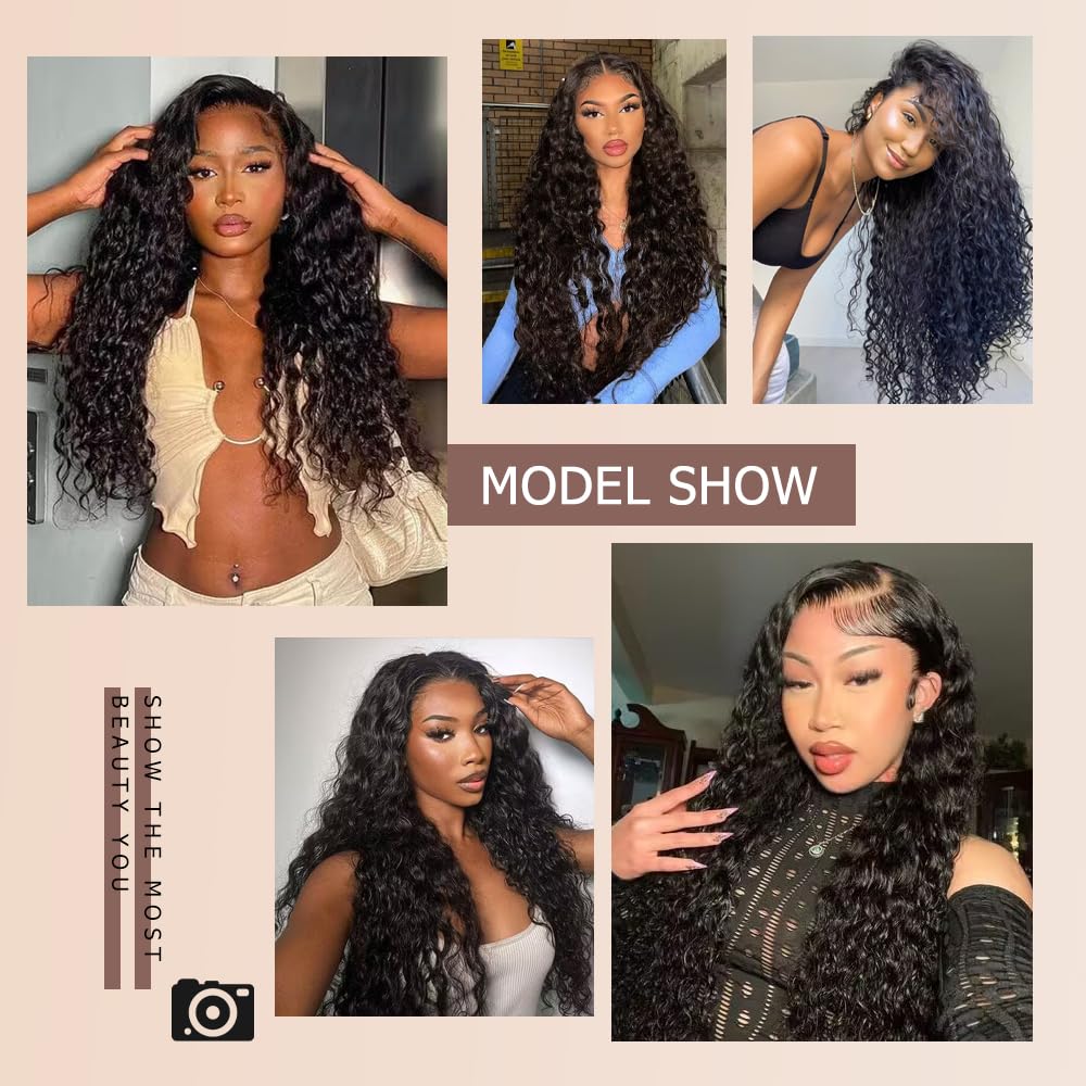 12A Deep Wave Human Hair Bundles 20 22 24 Inch Deep Curly Bundles Human Hair 100% Unprocessed Brazilian Virgin Weave 3 Bundles Water Wave Human Hair Bundles Double Weft Wet and Wavy Bundles Human Hair