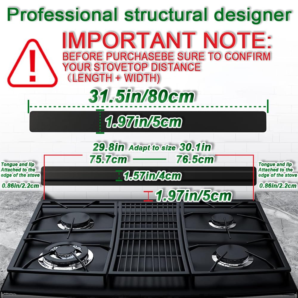 31.5" Slide-in Range Rear Filler Kit, Stove Gap Universal Trapezoidal filling strips, Cooktop Trim Kit Between Stove and Backsplash W10113901A for Whlrlpool & Most Brand (Black-31.5in)