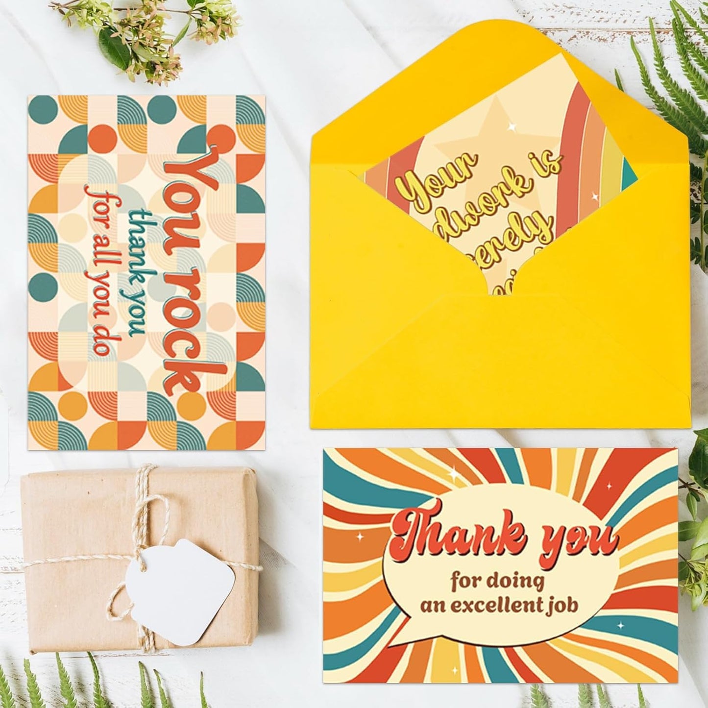 GRADESIN 96 Pack Employee Appreciation Thank you Cards for Coworkers with Envelopes & Stickers 4" x 6" Staff Appreciation Cards Gifts for Work Anniversary, 6 Designs