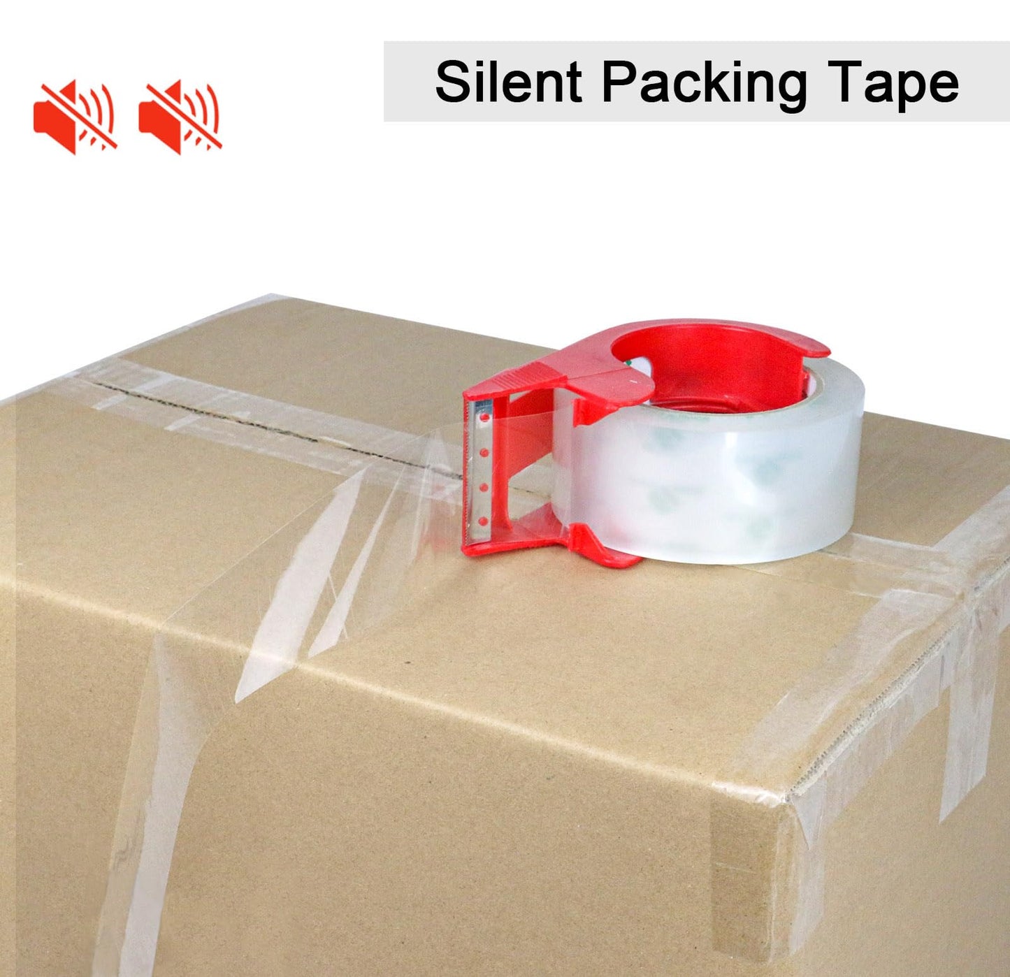BOMEI PACK Clear Silent Packing Tape 18 Rolls, NO Noise Quiet Tape Refill Rolls for Shipping, Moving and Packaging, 2.4Mil 1.88Inch 55Yards